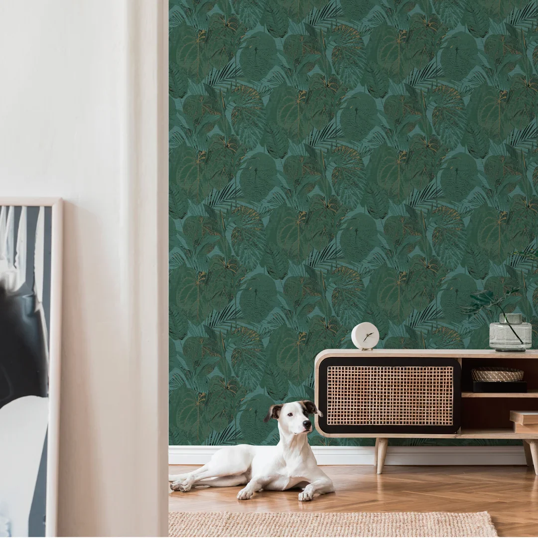 Exotic Oasis Wallpaper in Teal - Image 2