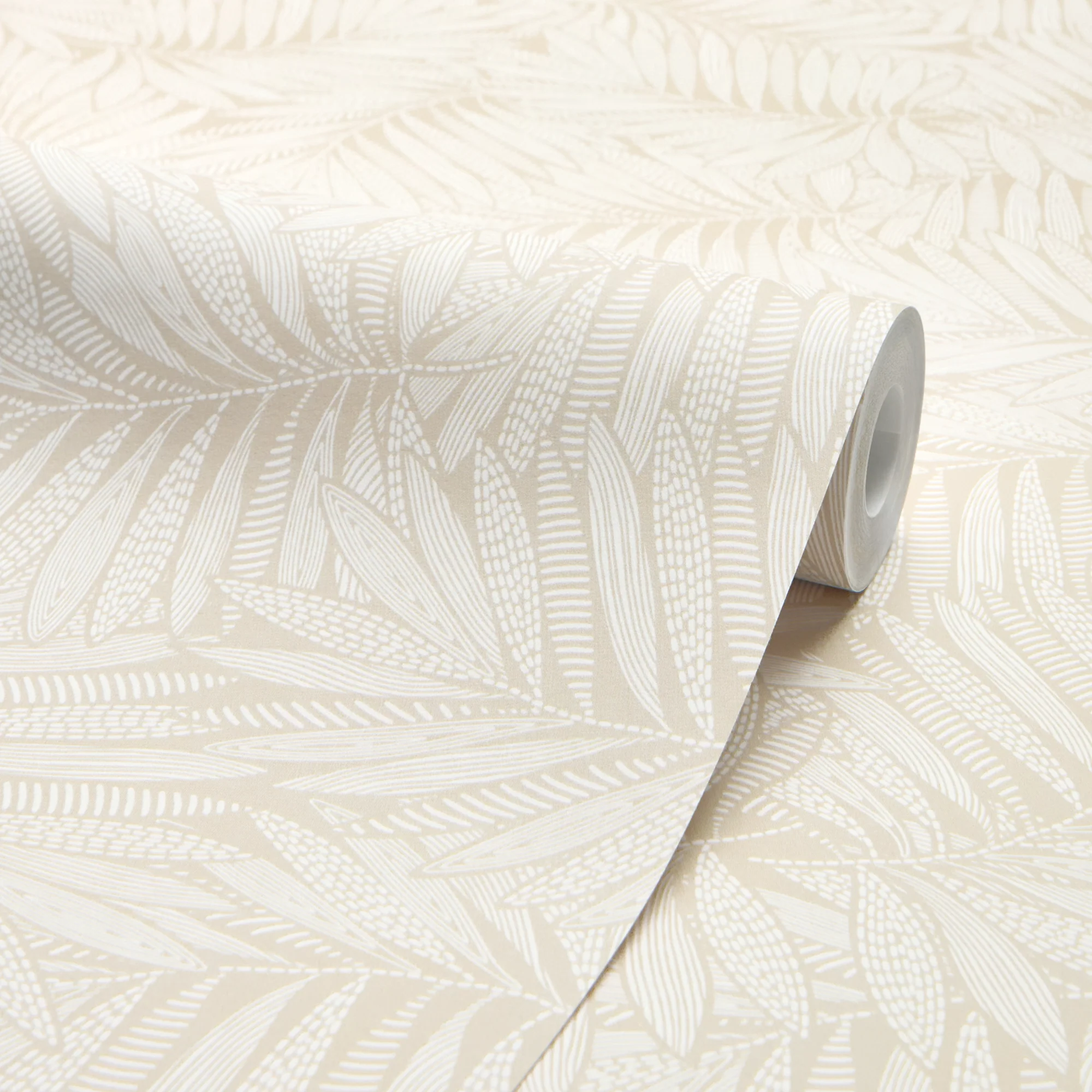 Fern Leaf Wallpaper in Almond Latte - Image 4