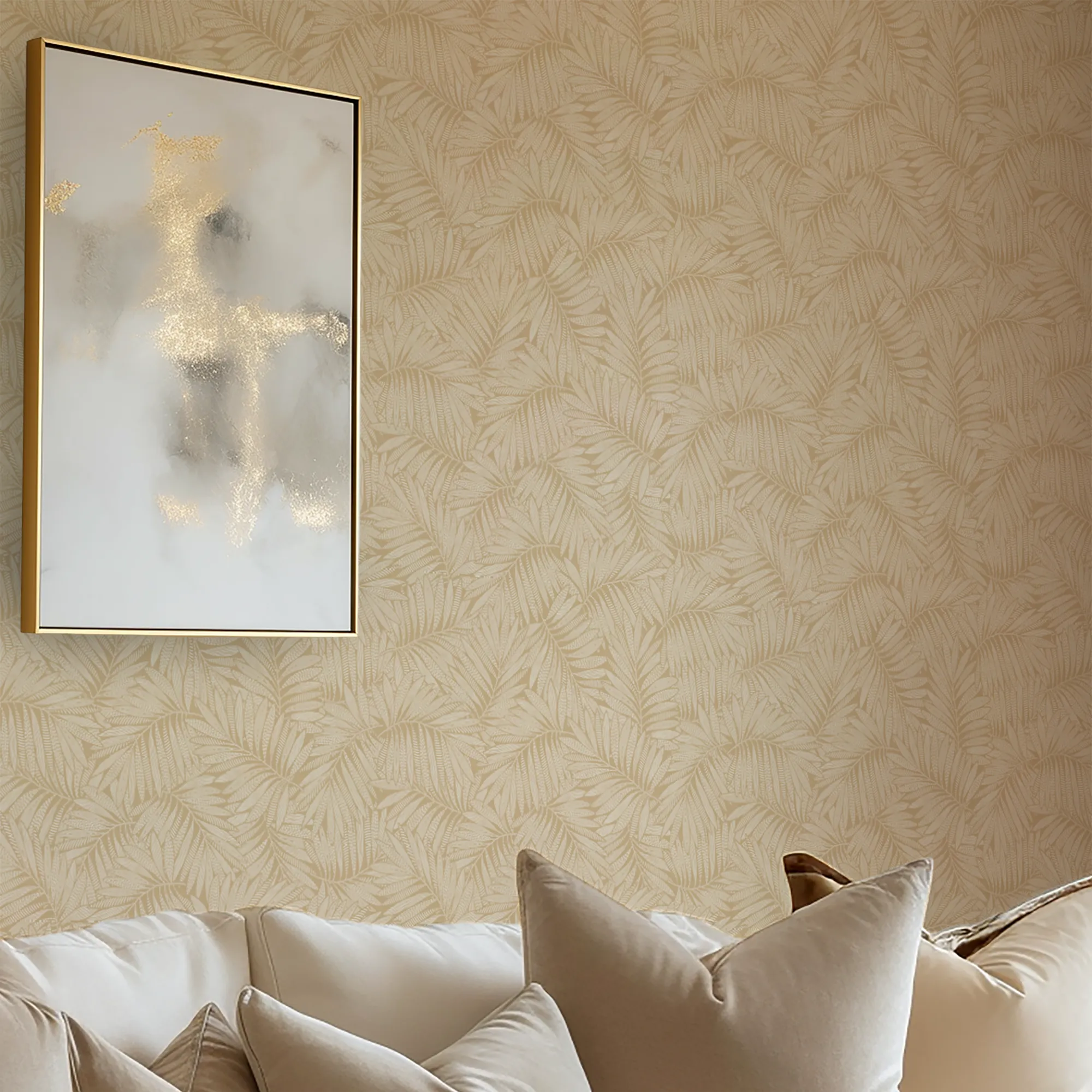 Fern Leaf Wallpaper in Caramel Latte - Image 2