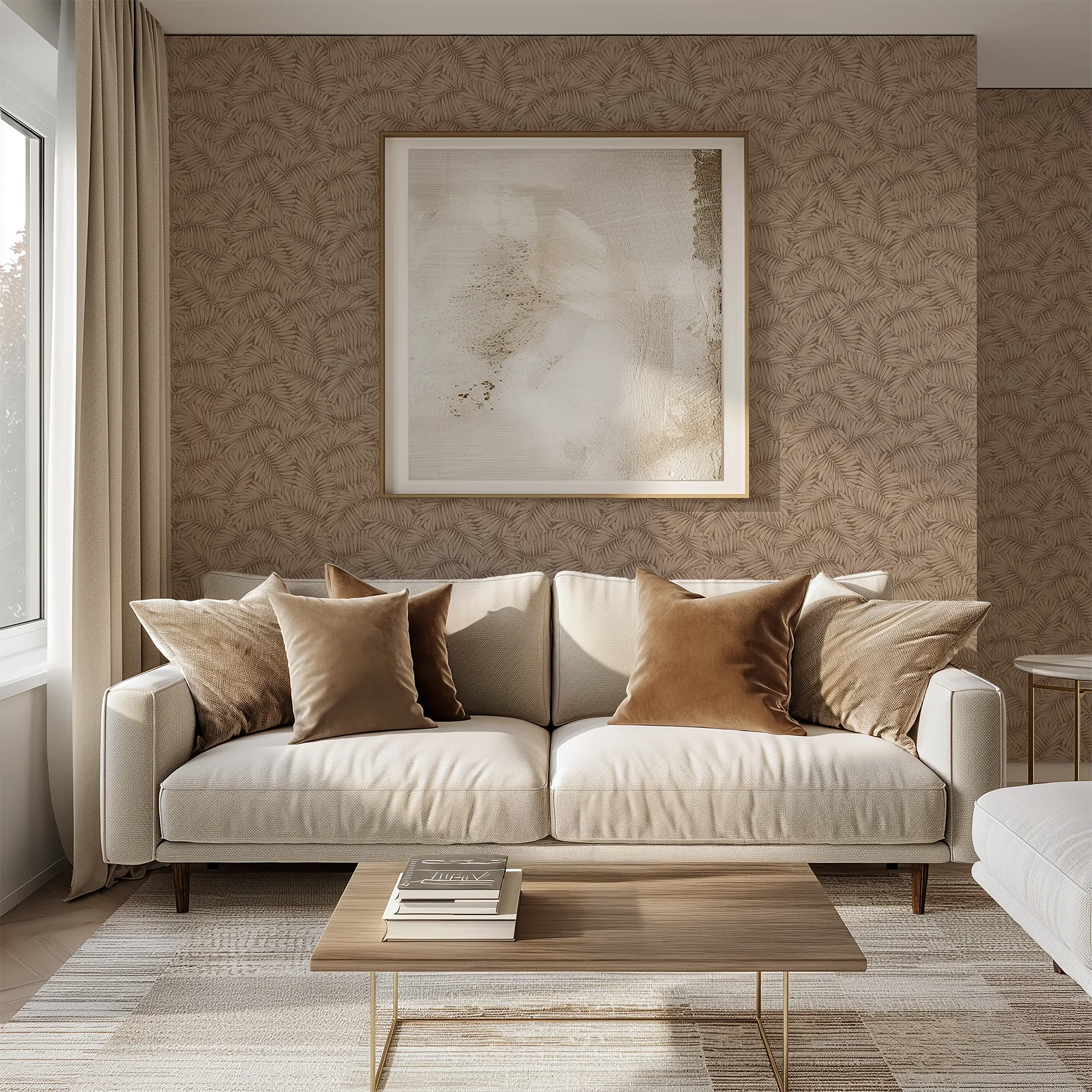 Fern Leaf Wallpaper in Mocha - Image 2