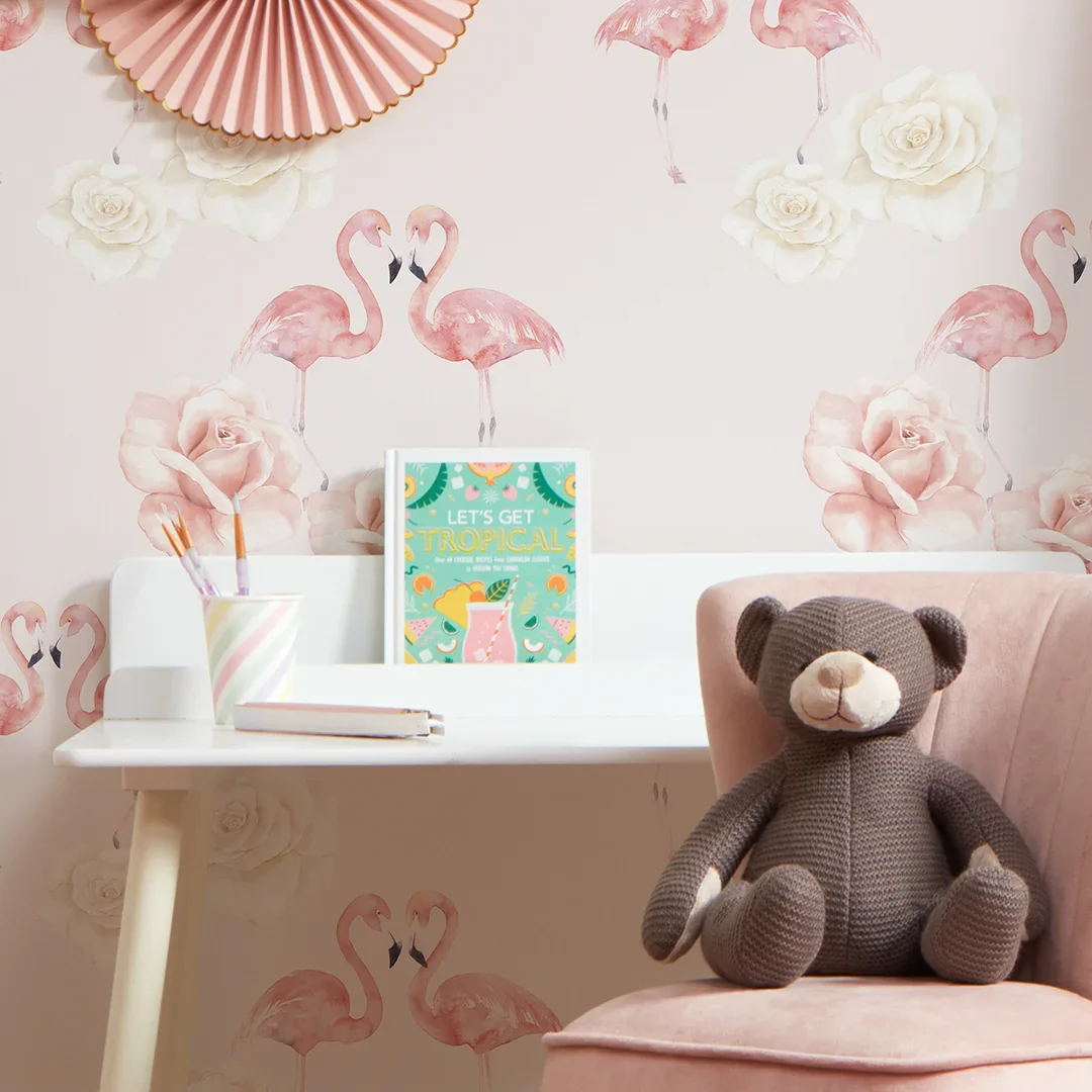 Floral Flamingo Wallpaper Soft Pink - Image 3