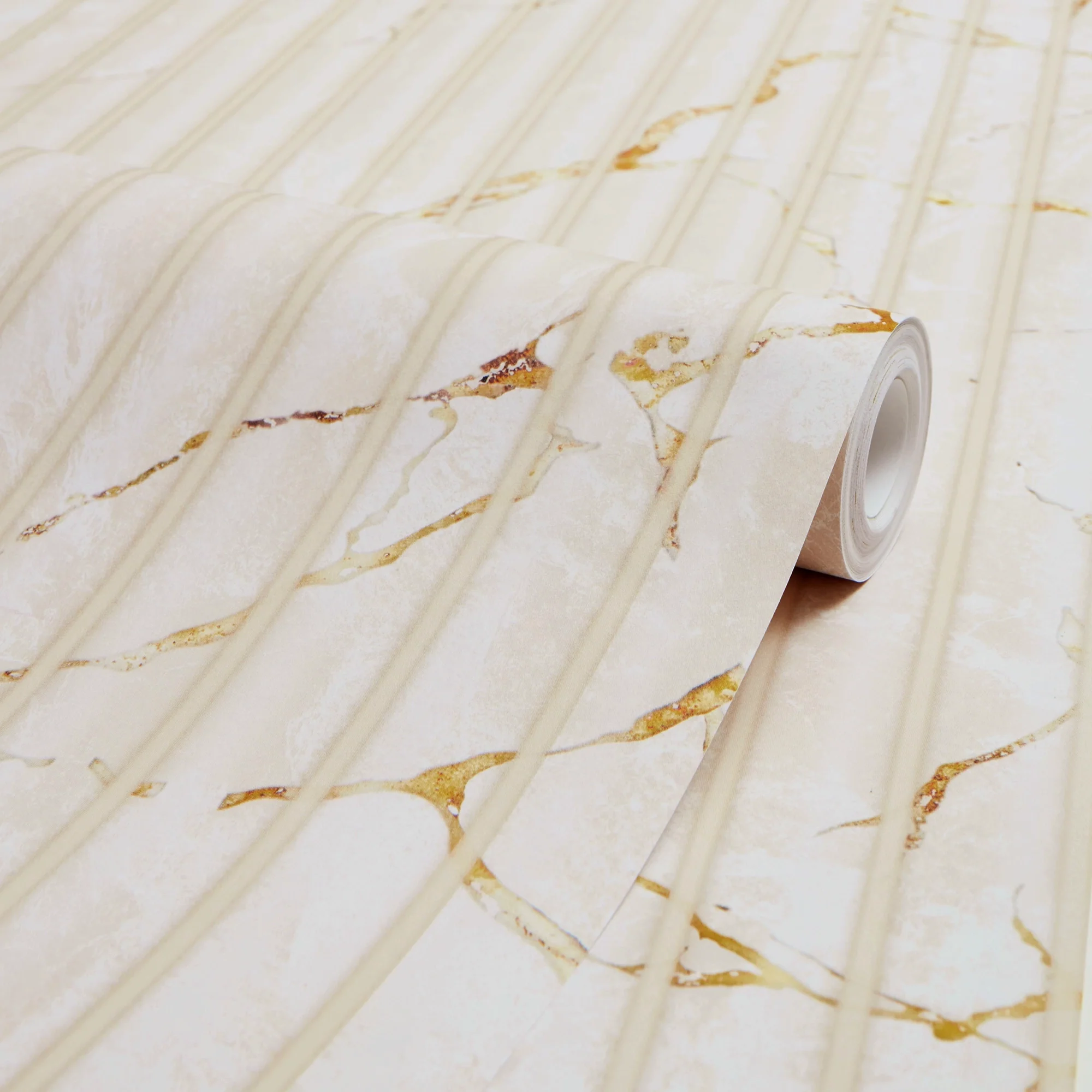 Fluted Marble Panel Wallpaper in Cream - Image 4