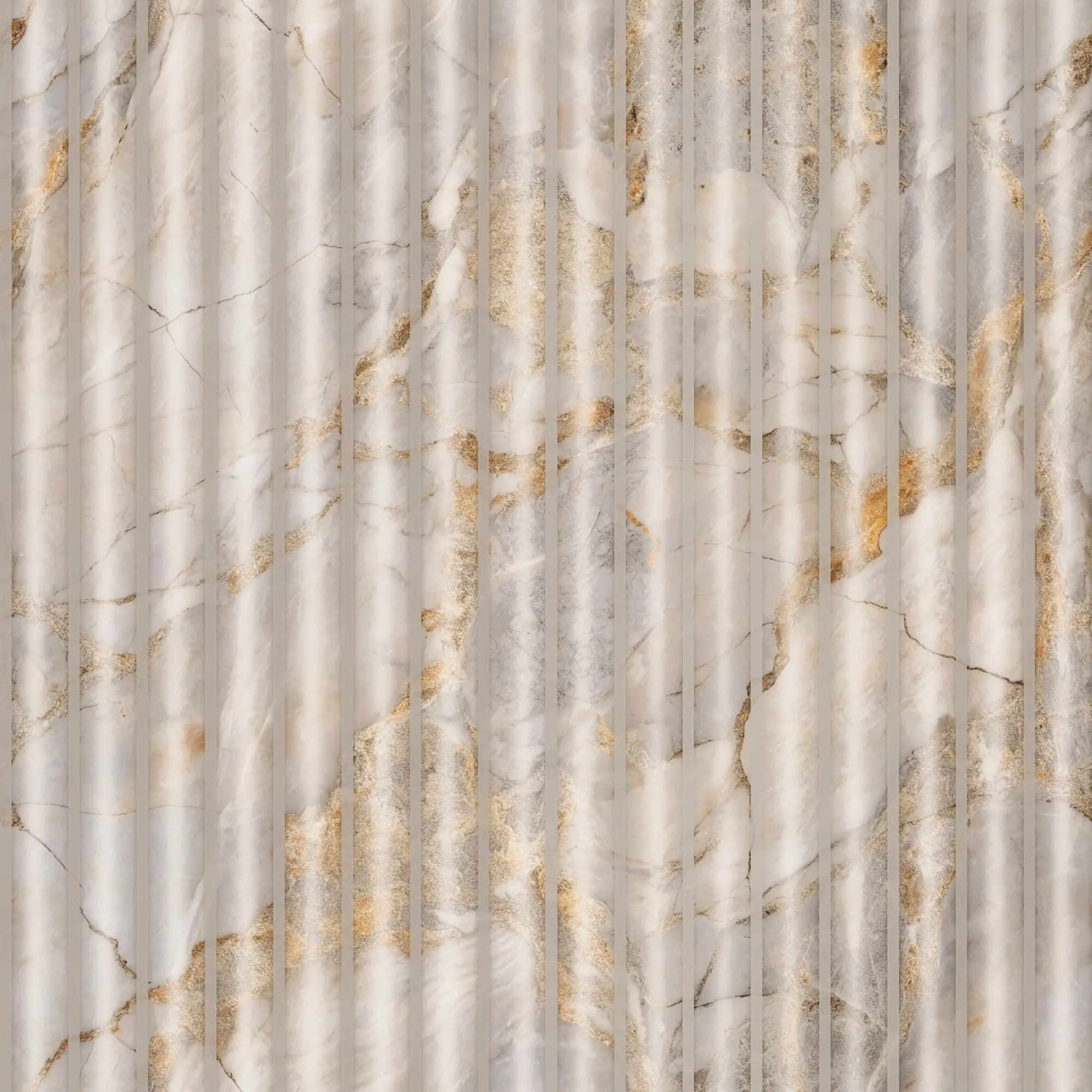 Fluted Marble Panel Wallpaper in Natural