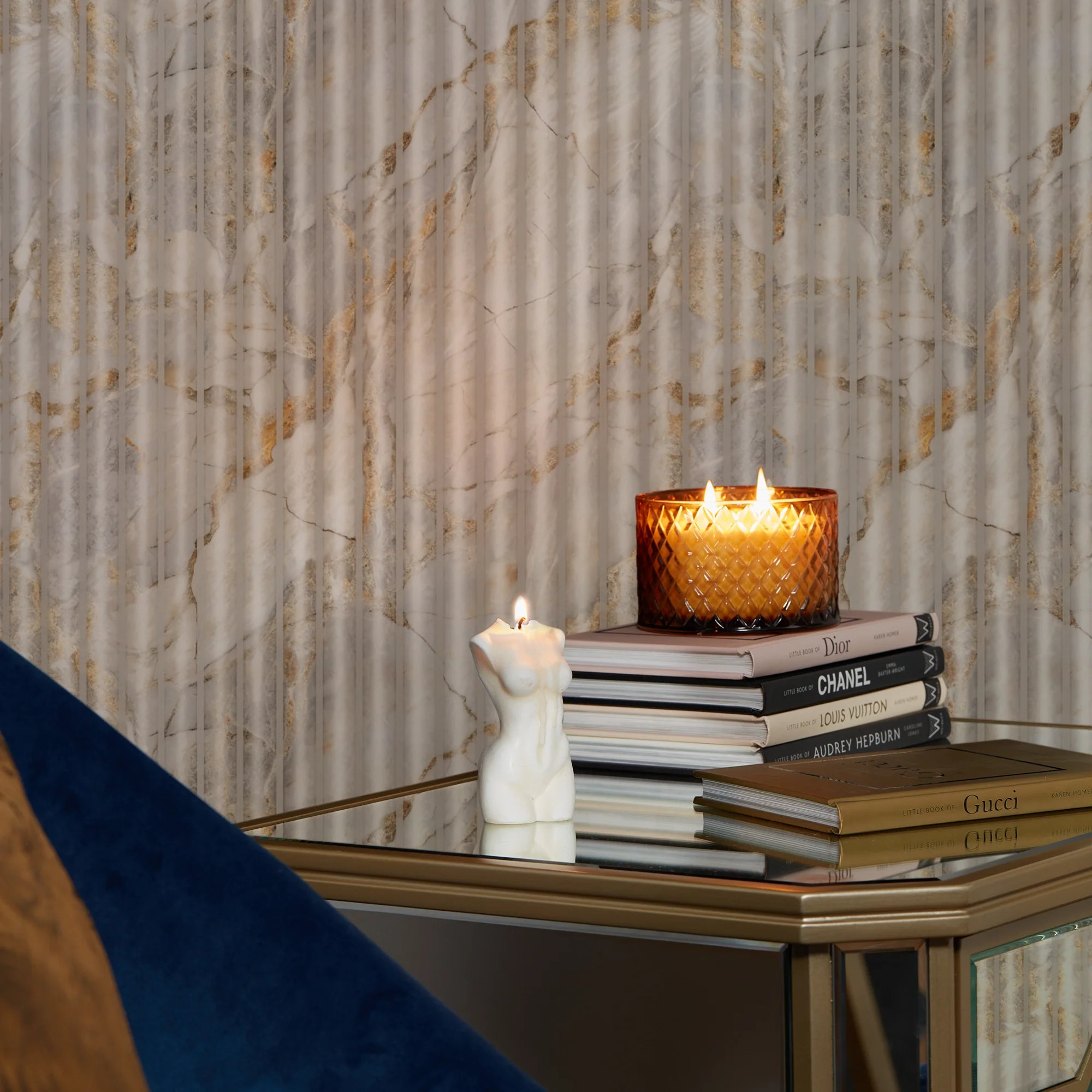 Fluted Marble Panel Wallpaper in Natural - Image 2