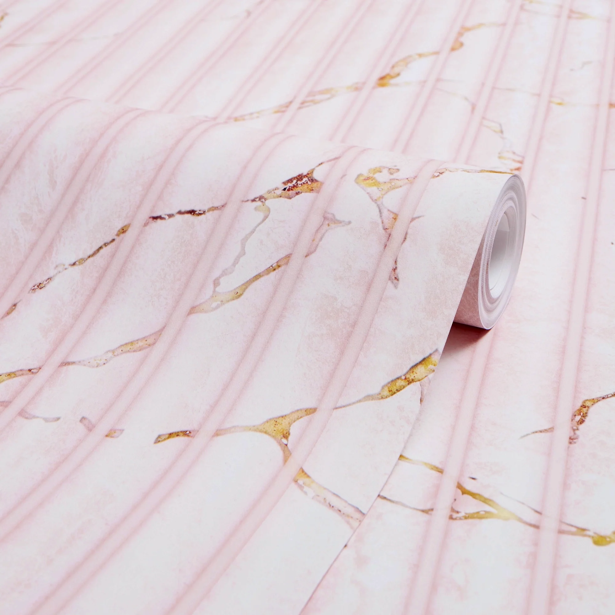 Fluted Marble Panel Wallpaper in Pink - Image 4