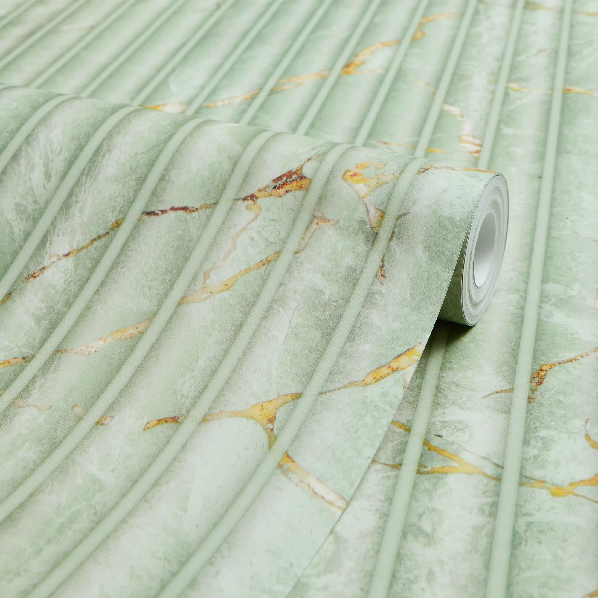Fluted Marble Panel Wallpaper in Sage - Image 4