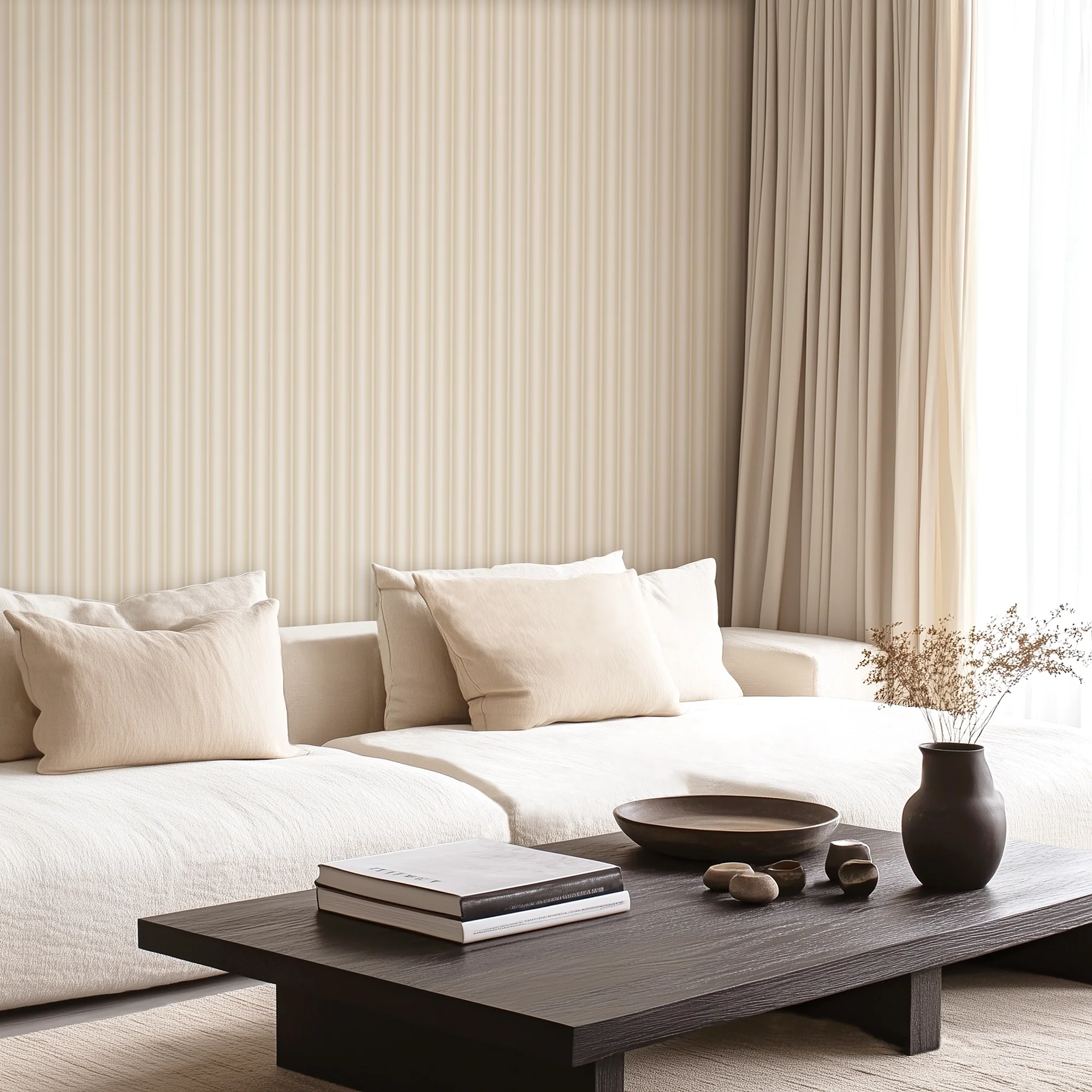 Fluted Panel Wallpaper in Cream - Image 2