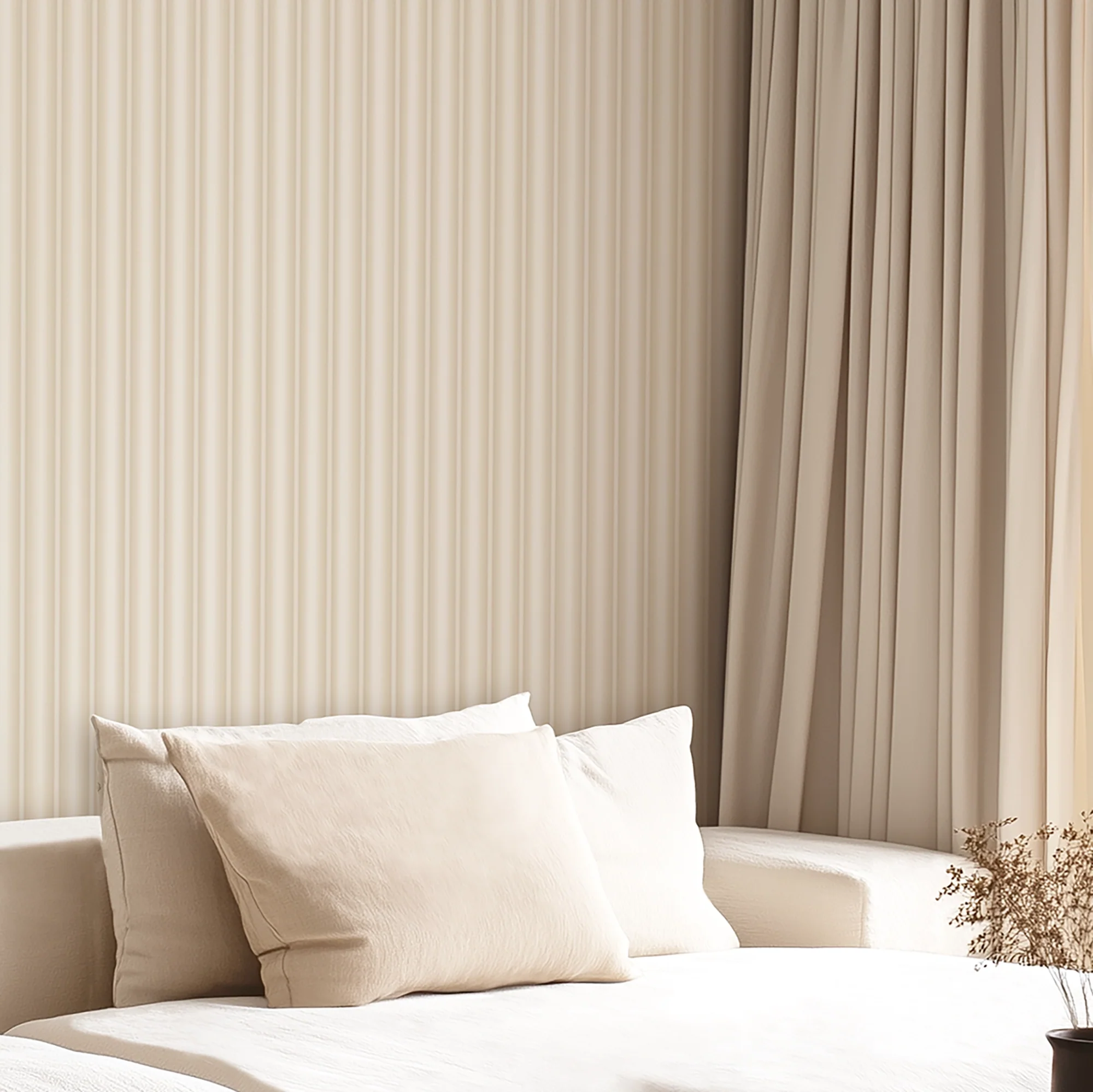 Fluted Panel Wallpaper in Cream - Image 3