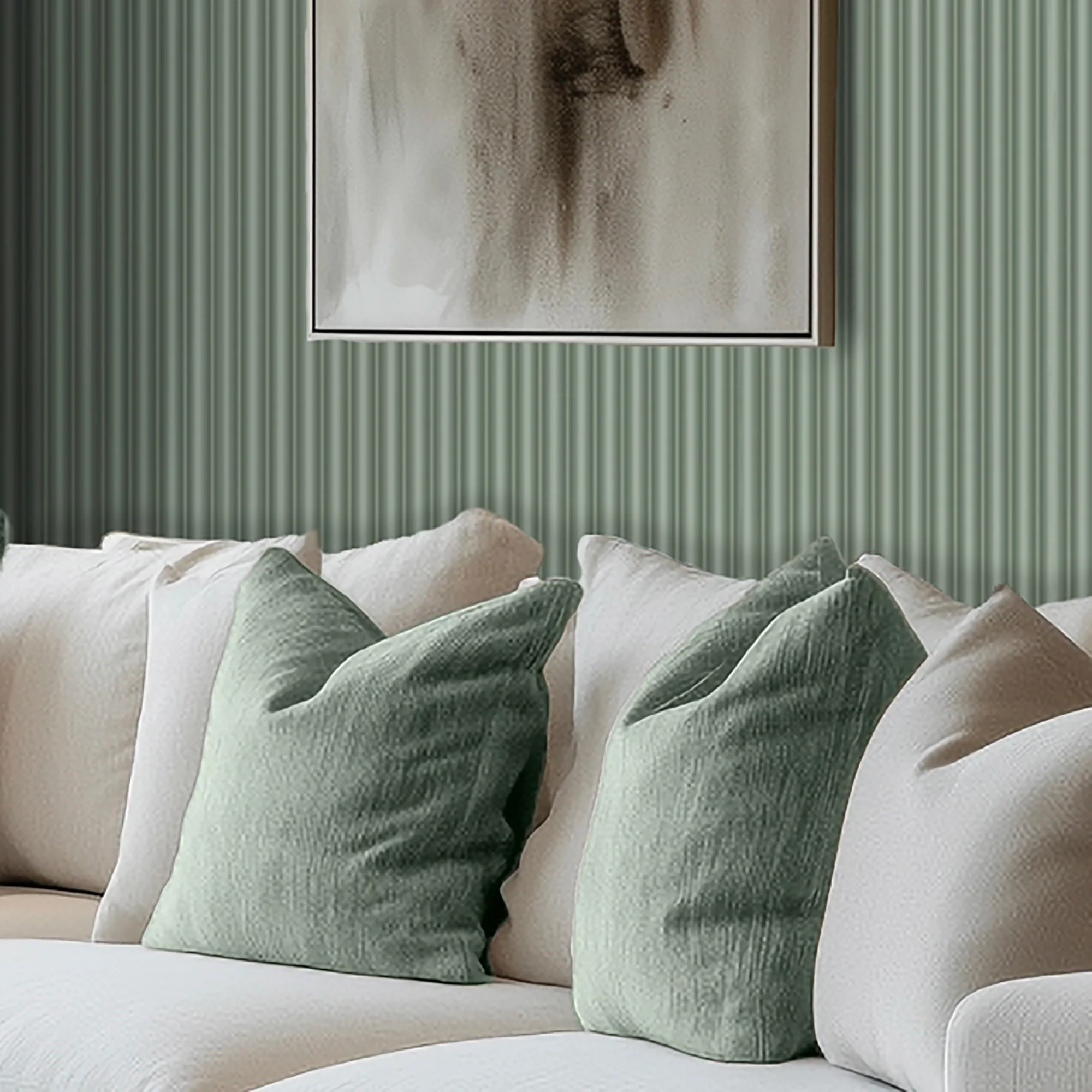 Fluted Panel Wallpaper in Sage Green - Image 3