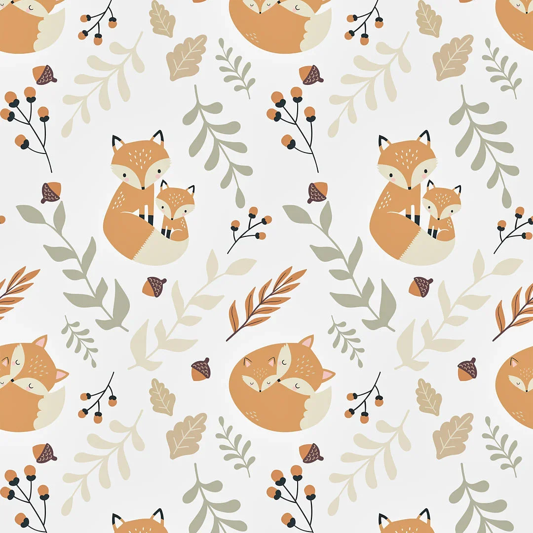 Forest Foxes Wallpaper in Warm Tones