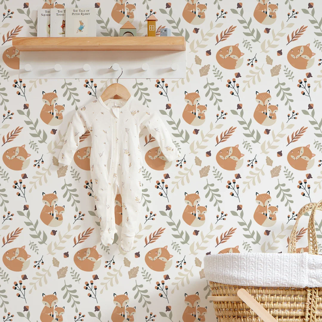 Forest Foxes Wallpaper in Warm Tones - Image 3