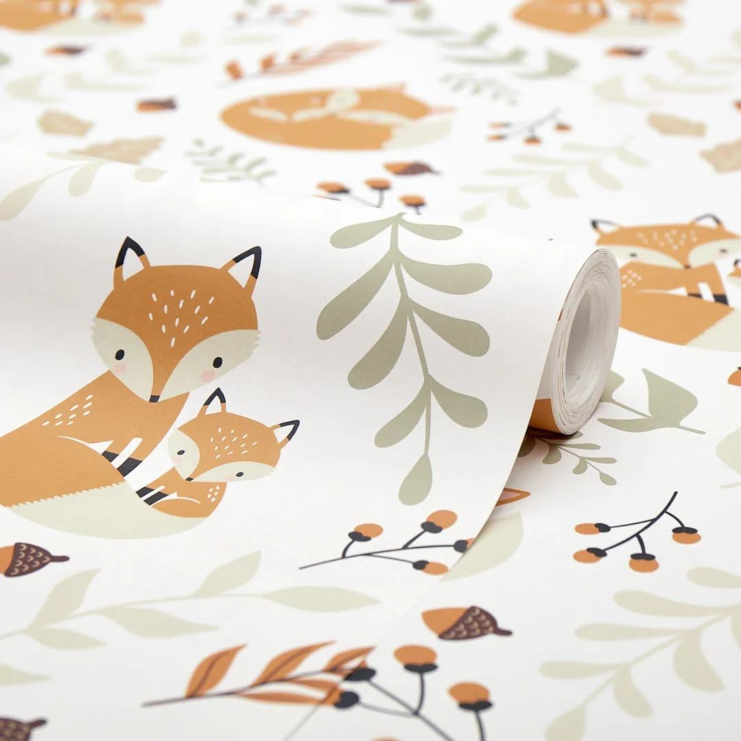 Forest Foxes Wallpaper in Warm Tones - Image 4