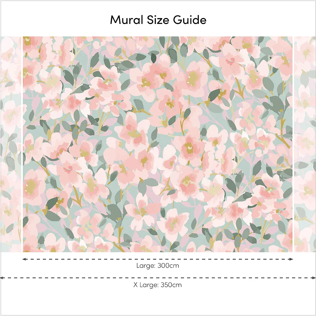 Fresh Flowers Full Wall Mural in Pink and Duck Egg - Image 3