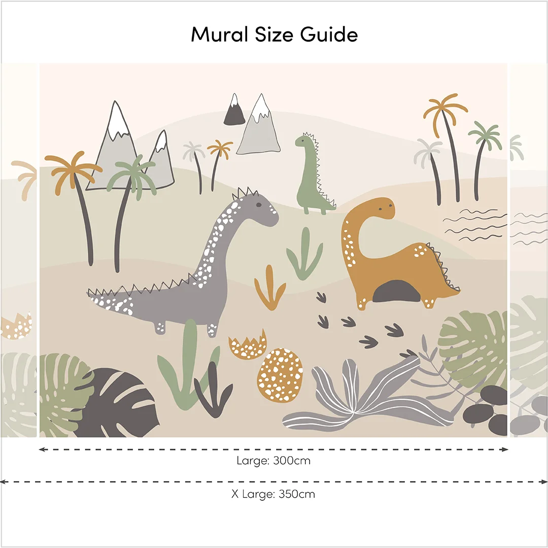 Friendly Dinos Full Wall Mural in Earthy Tones - Image 3