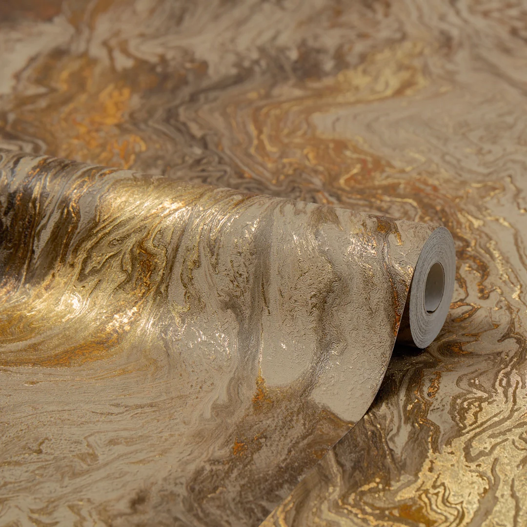 Galaxy Metallic Wallpaper in Taupe and Bright Gold - Image 4