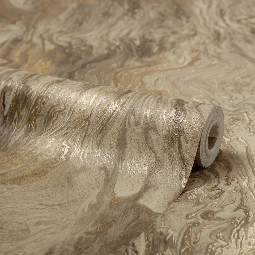 Galaxy Metallic Wallpaper in Warm Grey and Vintage Gold - Image 4