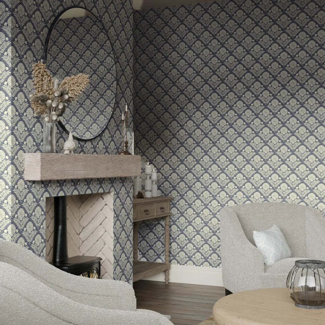 Garden Tapestry Wallpaper in Navy - Image 2