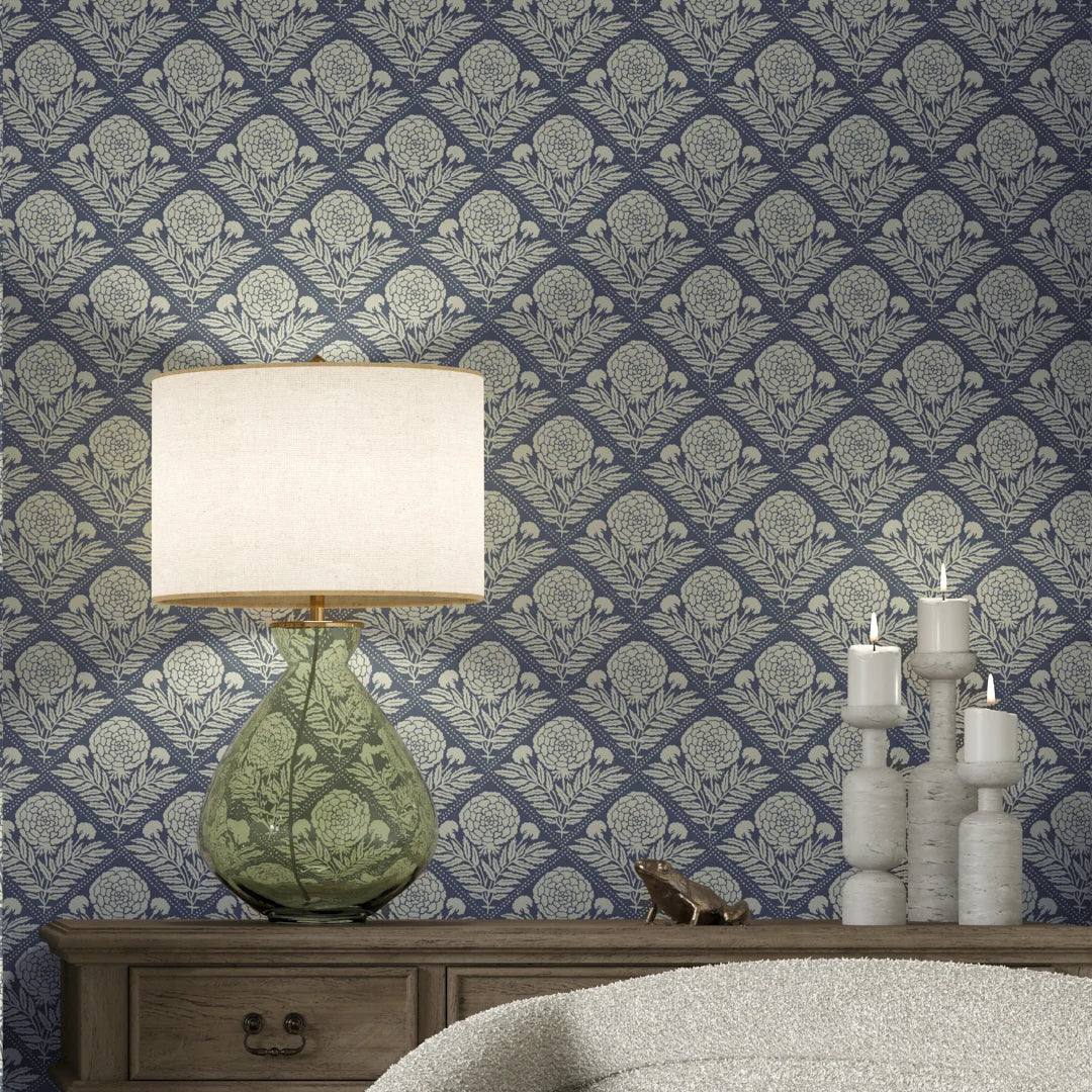 Garden Tapestry Wallpaper in Navy - Image 3