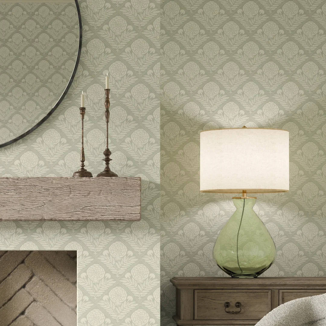 Garden Tapestry Wallpaper in Sage Green - Image 3