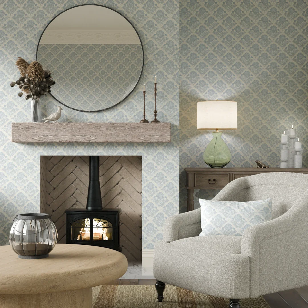 Garden Tapestry Wallpaper in Soft Blue - Image 2