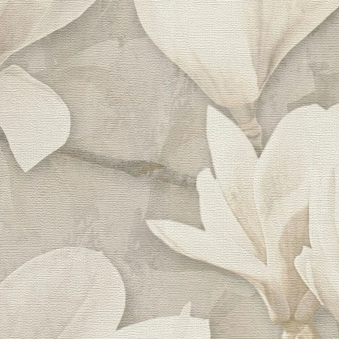Gentle Blossoms Wallpaper in White on Grey - Image 3