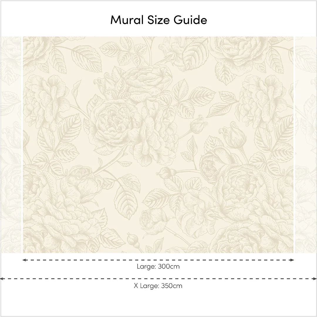 Gentle Roses Full Wall Mural in Mushroom and Cream - Image 3