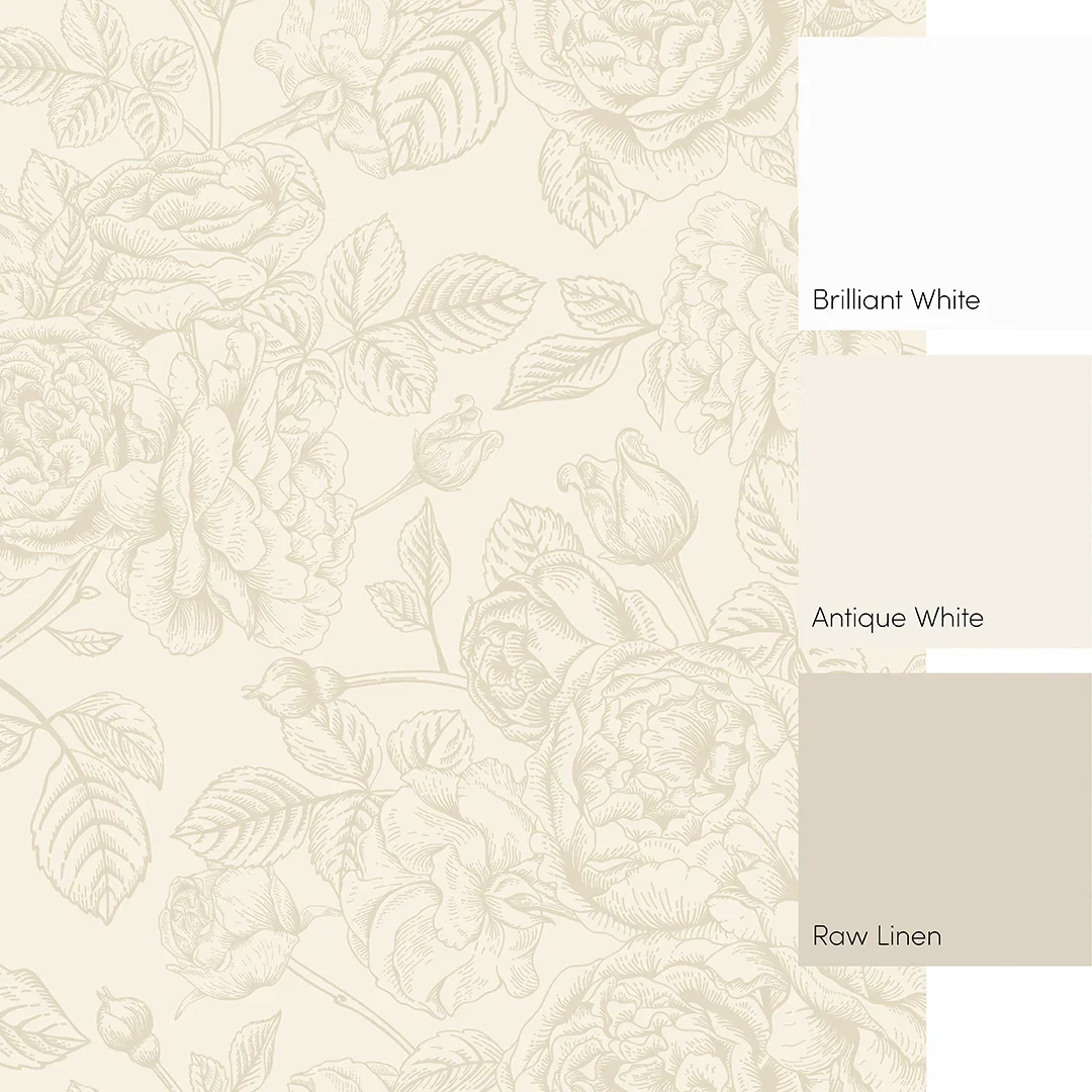 Gentle Roses Full Wall Mural in Mushroom and Cream - Image 4
