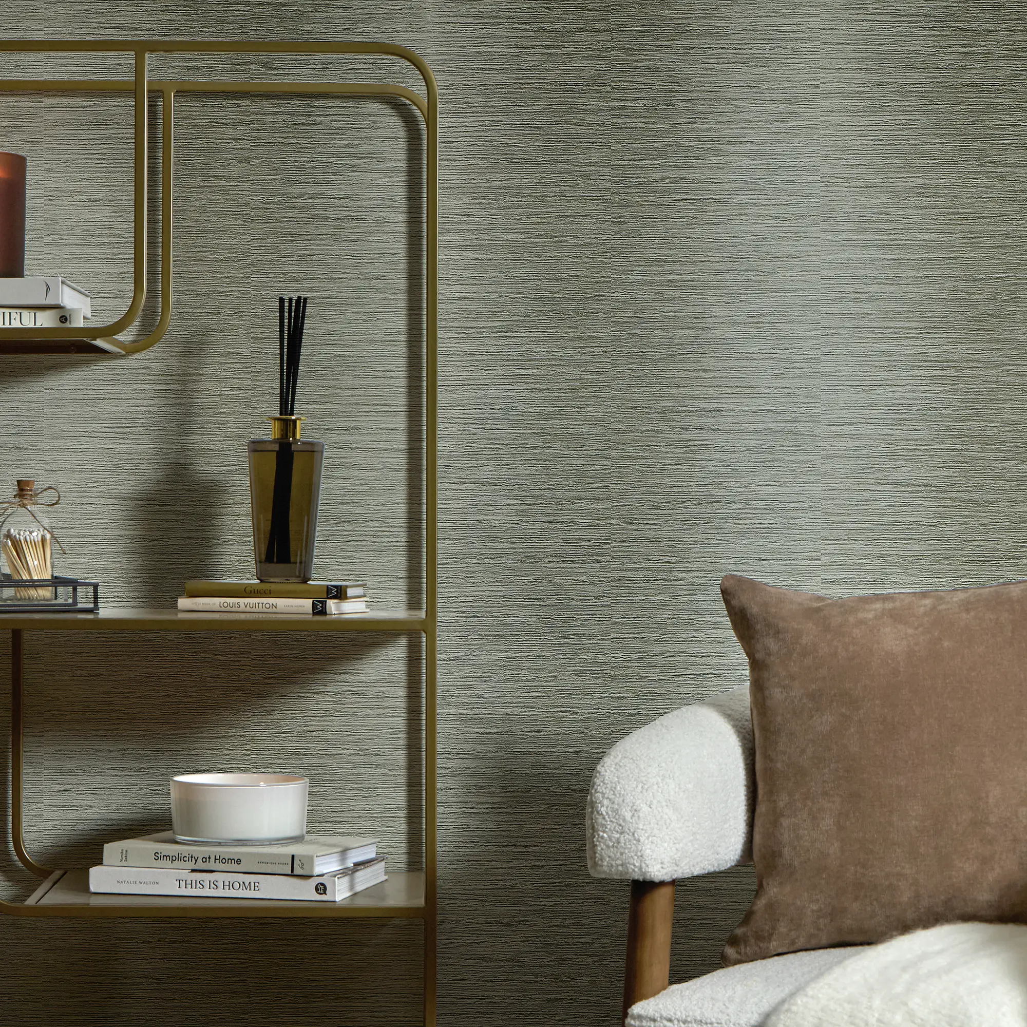 Golden Contours Wallpaper in Sage - Image 2