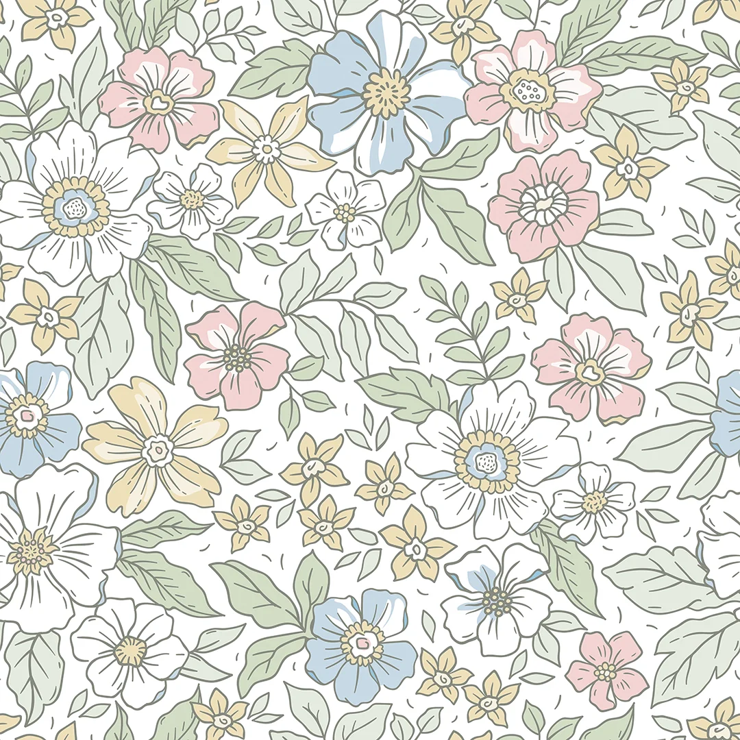 Gorgeous Gardenia Wallpaper in Soft Pastels