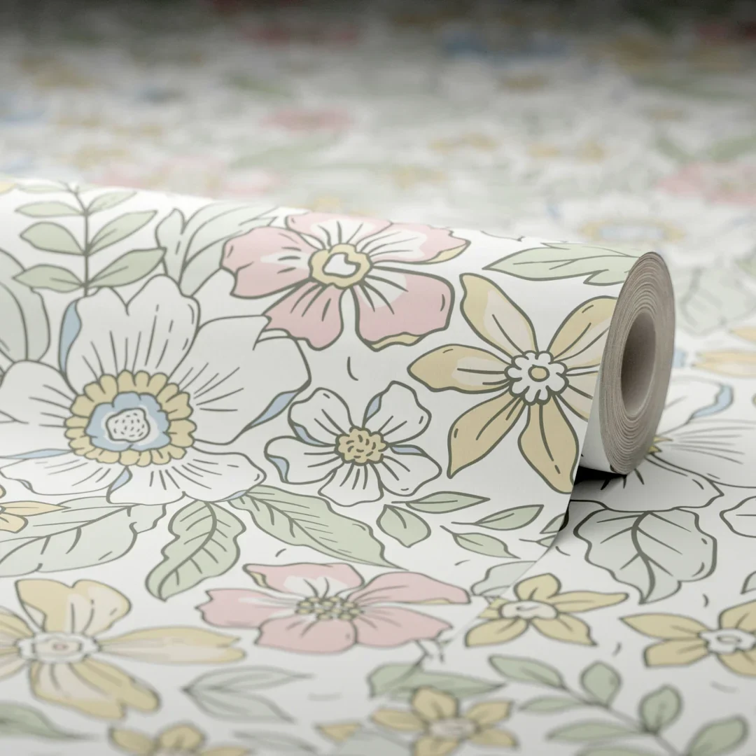 Gorgeous Gardenia Wallpaper in Soft Pastels - Image 4