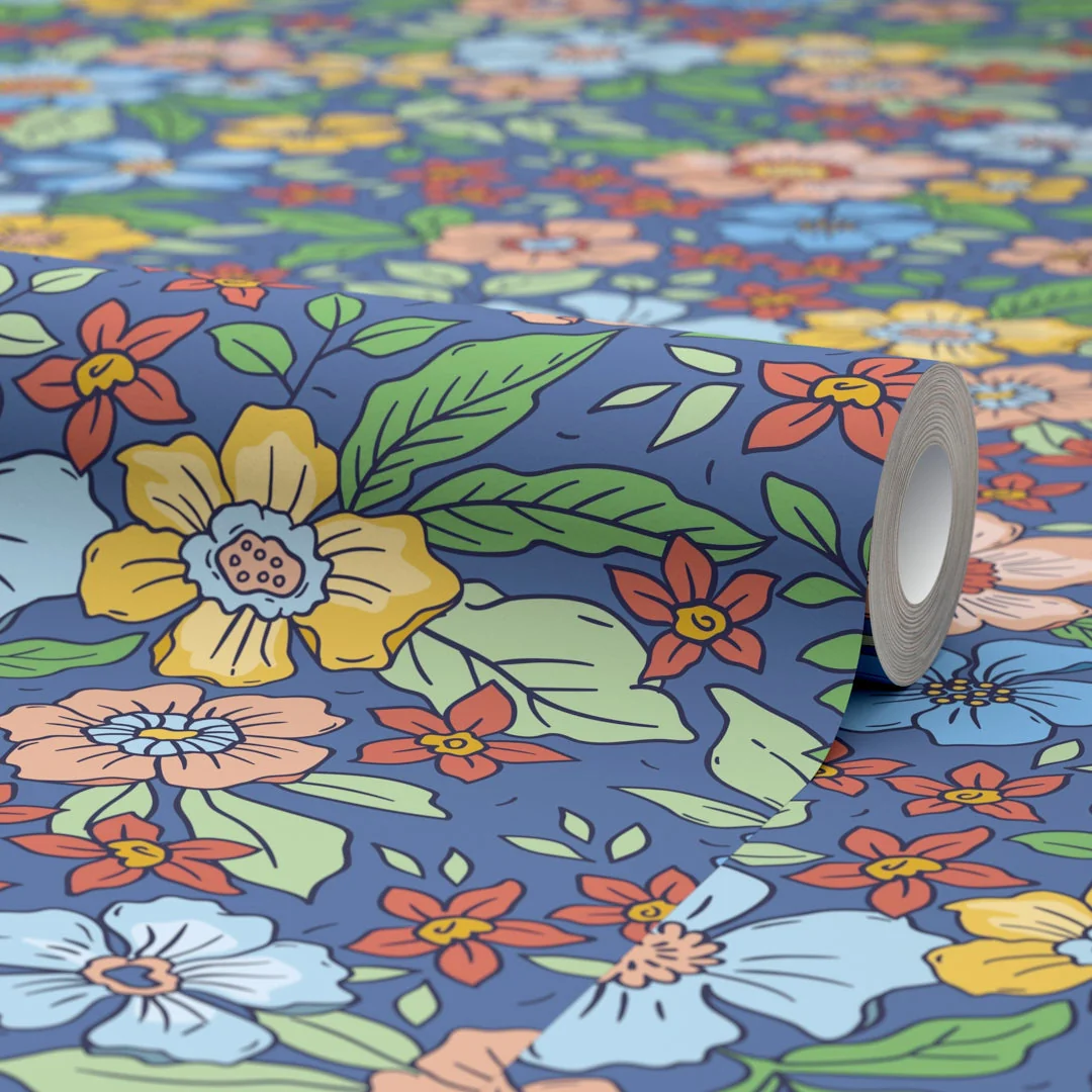 Gorgeous Gardenia Wallpaper in Blue - Image 4