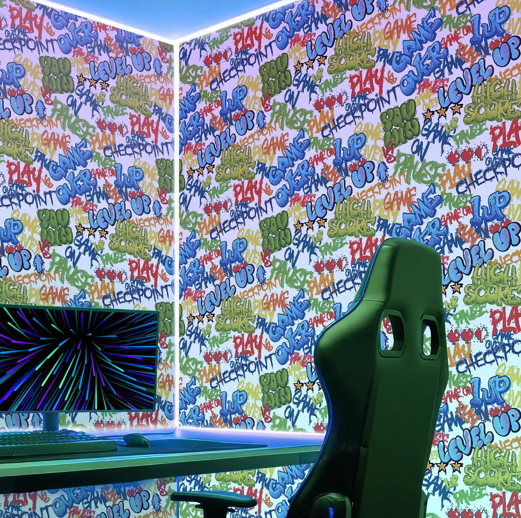 Graffiti Gamer Wallpaper in Multicoloured on White - Image 3