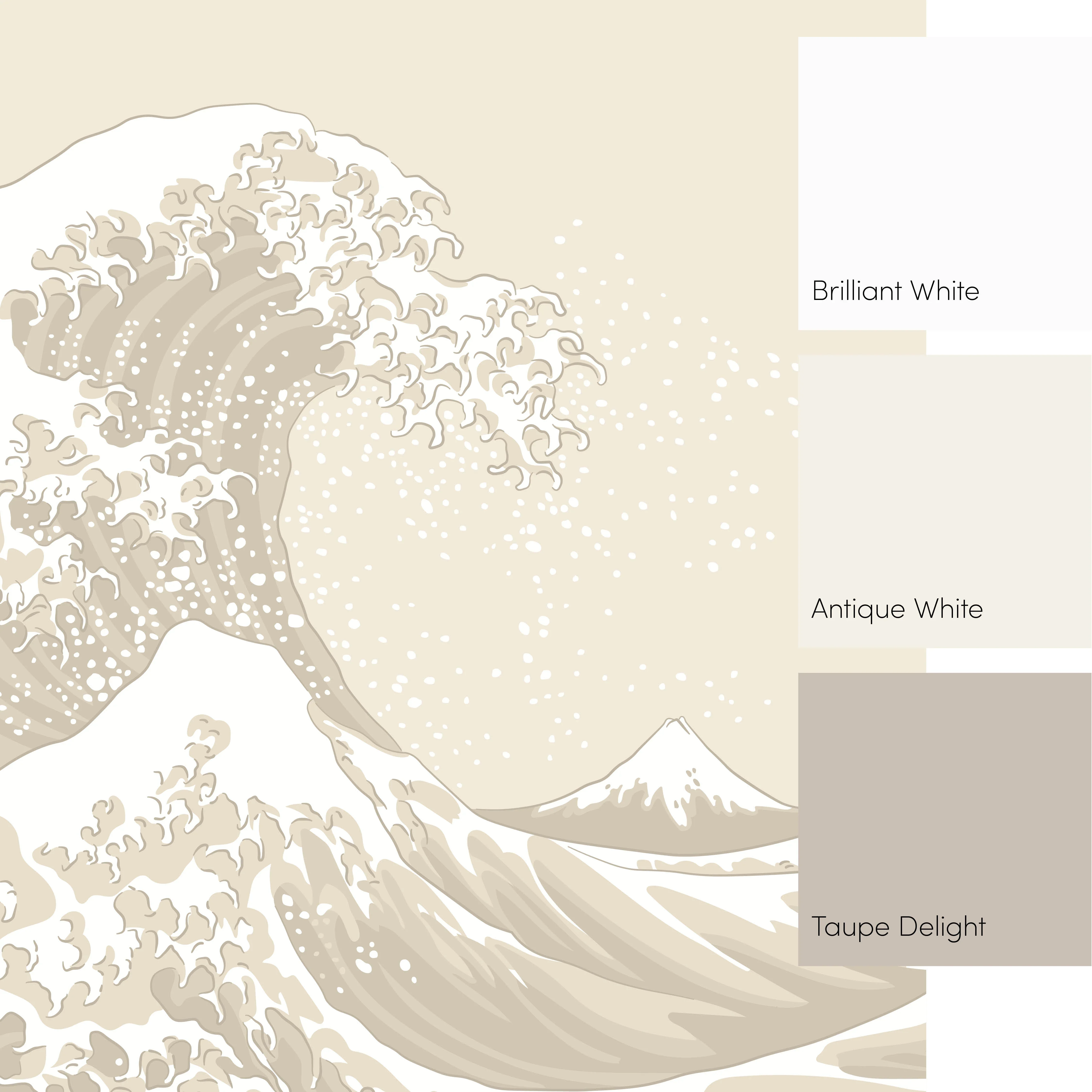Grand Wave Full Wall Mural in Cream - Image 4