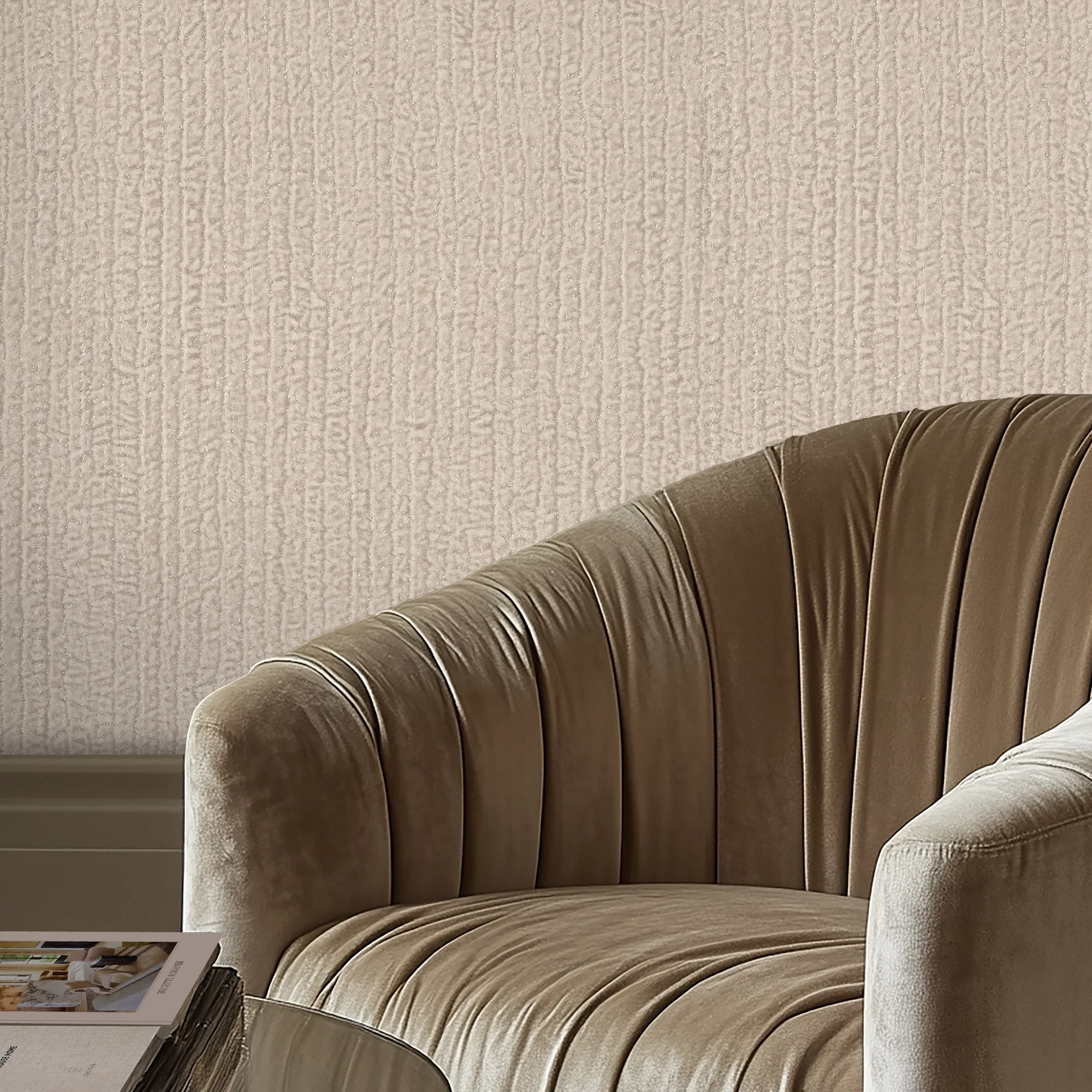 Haptic Metallic Wallpaper in Cream - Image 3