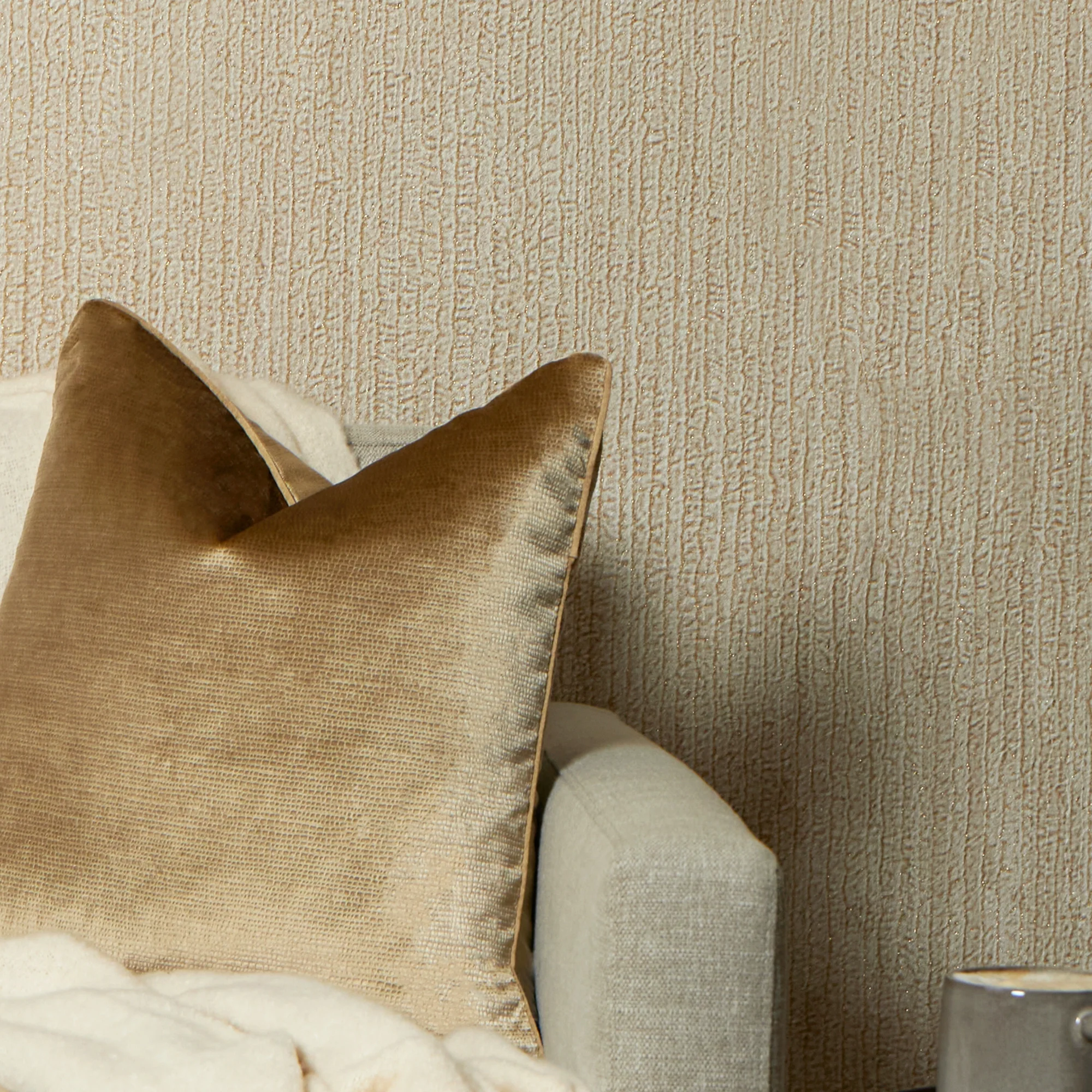 Haptic Metallic Wallpaper in Latte - Image 3
