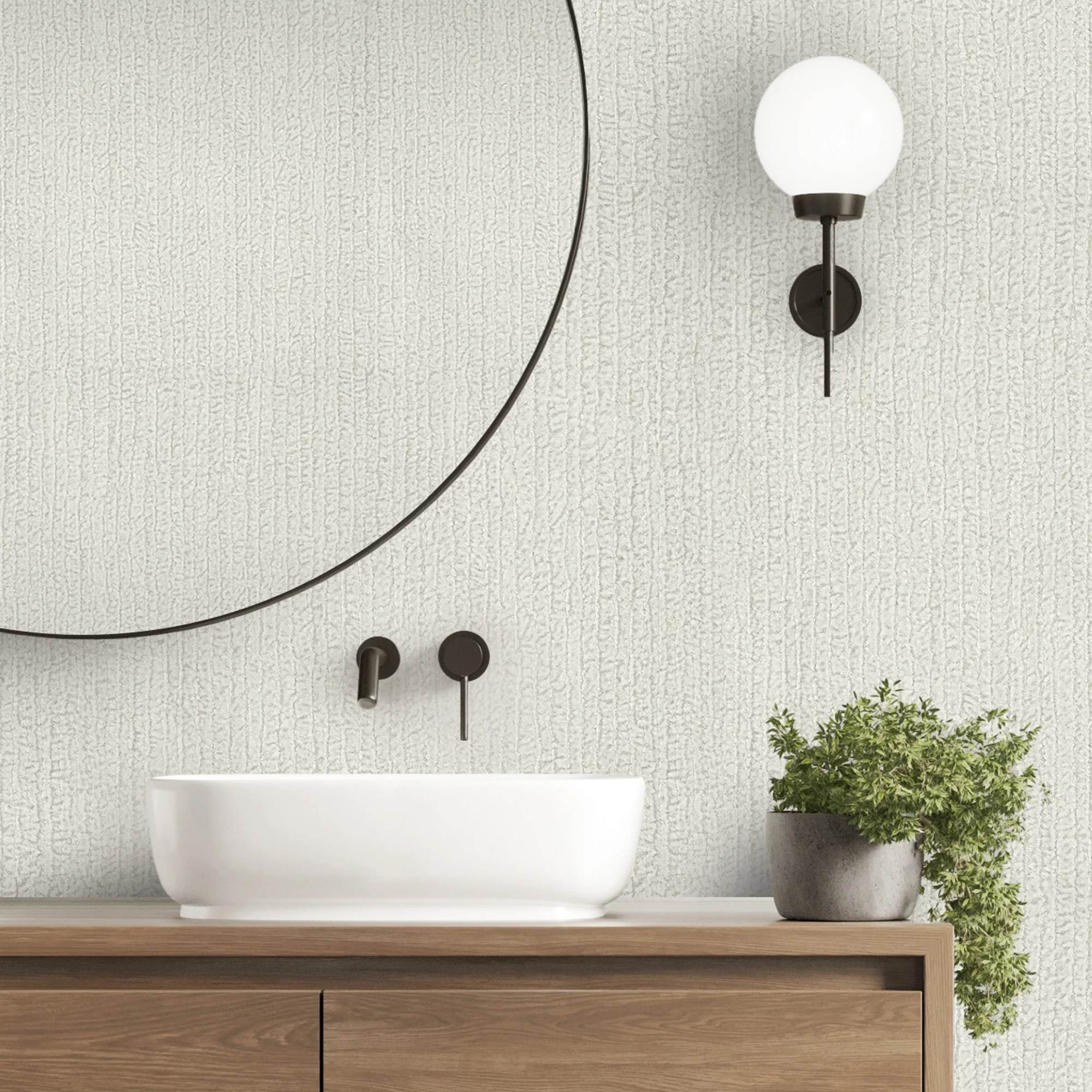 Haptic Metallic Wallpaper in White - Image 2