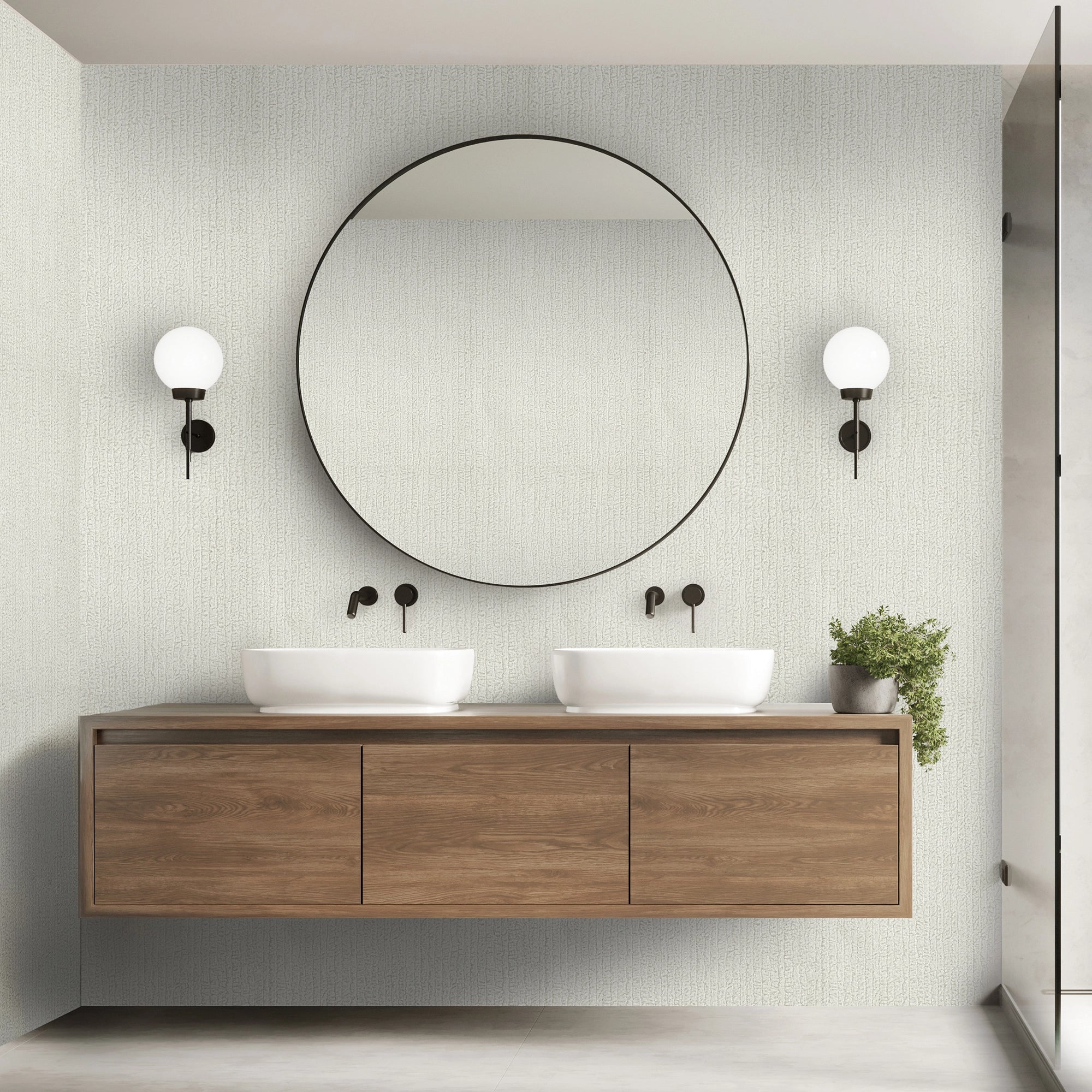 Haptic Metallic Wallpaper in White - Image 3