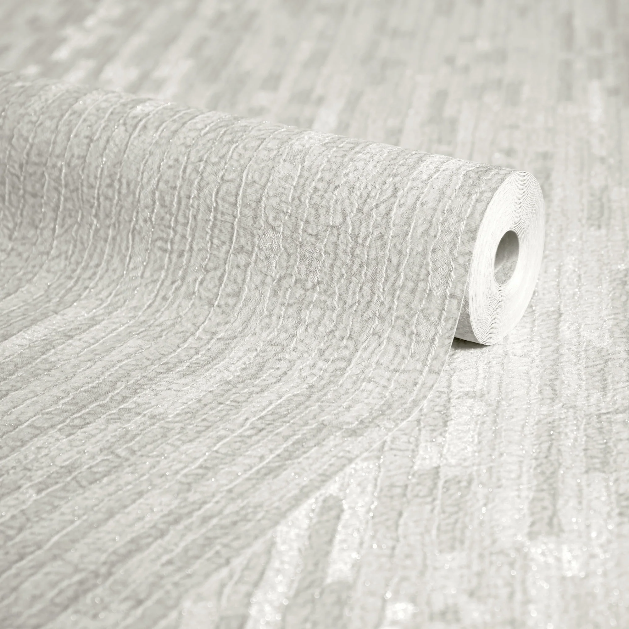 Haptic Metallic Wallpaper in White - Image 4
