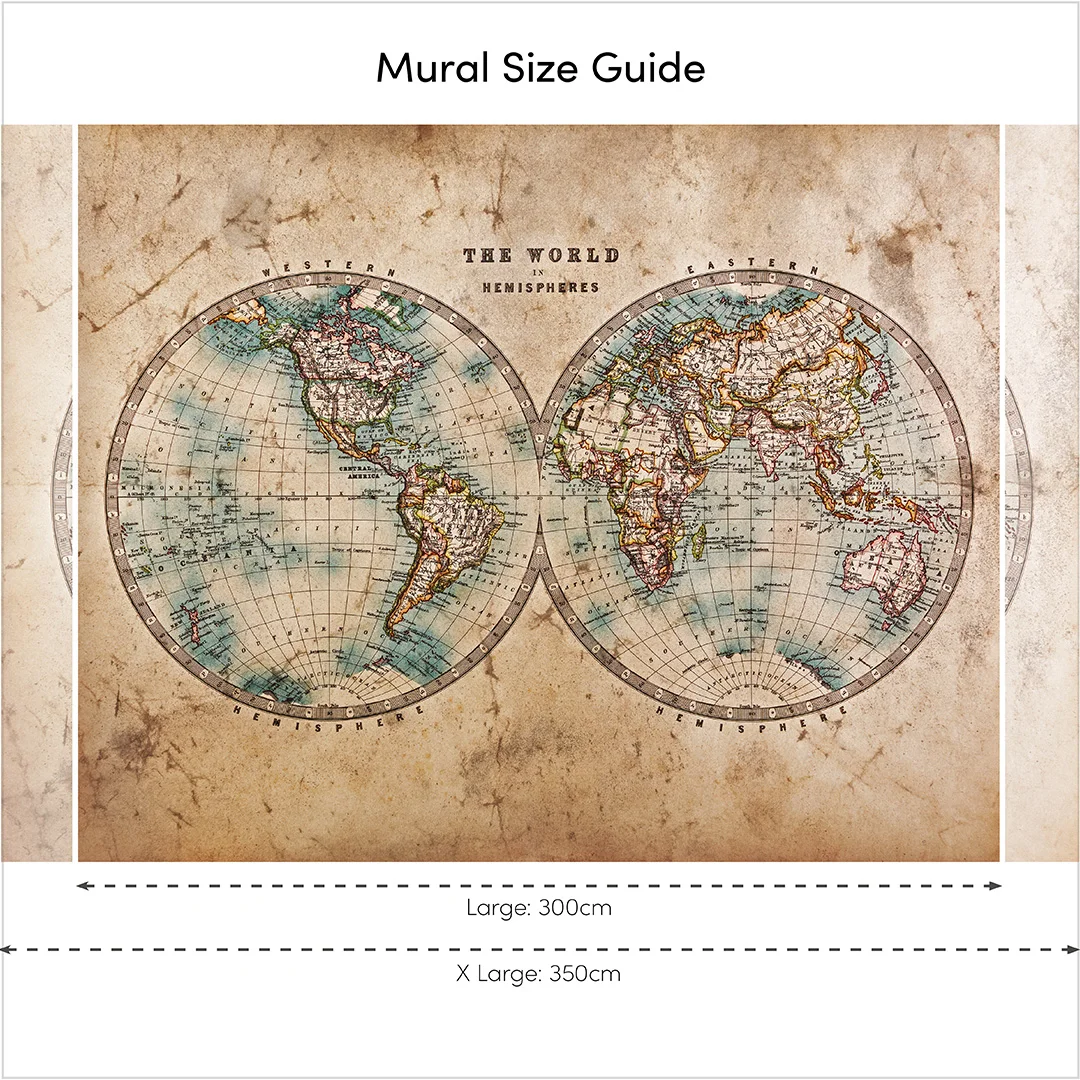 Hemisphere Map Full Wall Mural in Earthy Tones - Image 3