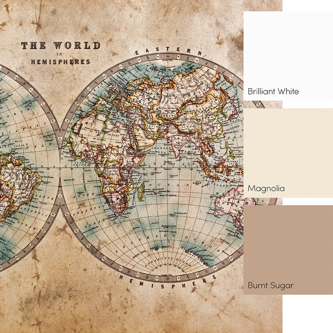 Hemisphere Map Full Wall Mural in Earthy Tones - Image 4
