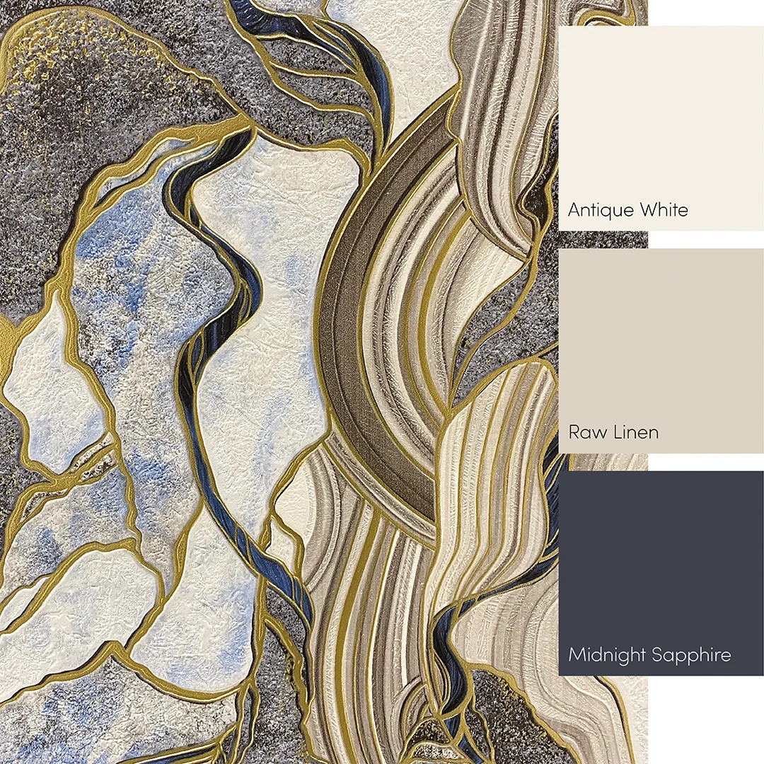 Hercules Full Wall Mural in Navy and Gold - Image 3