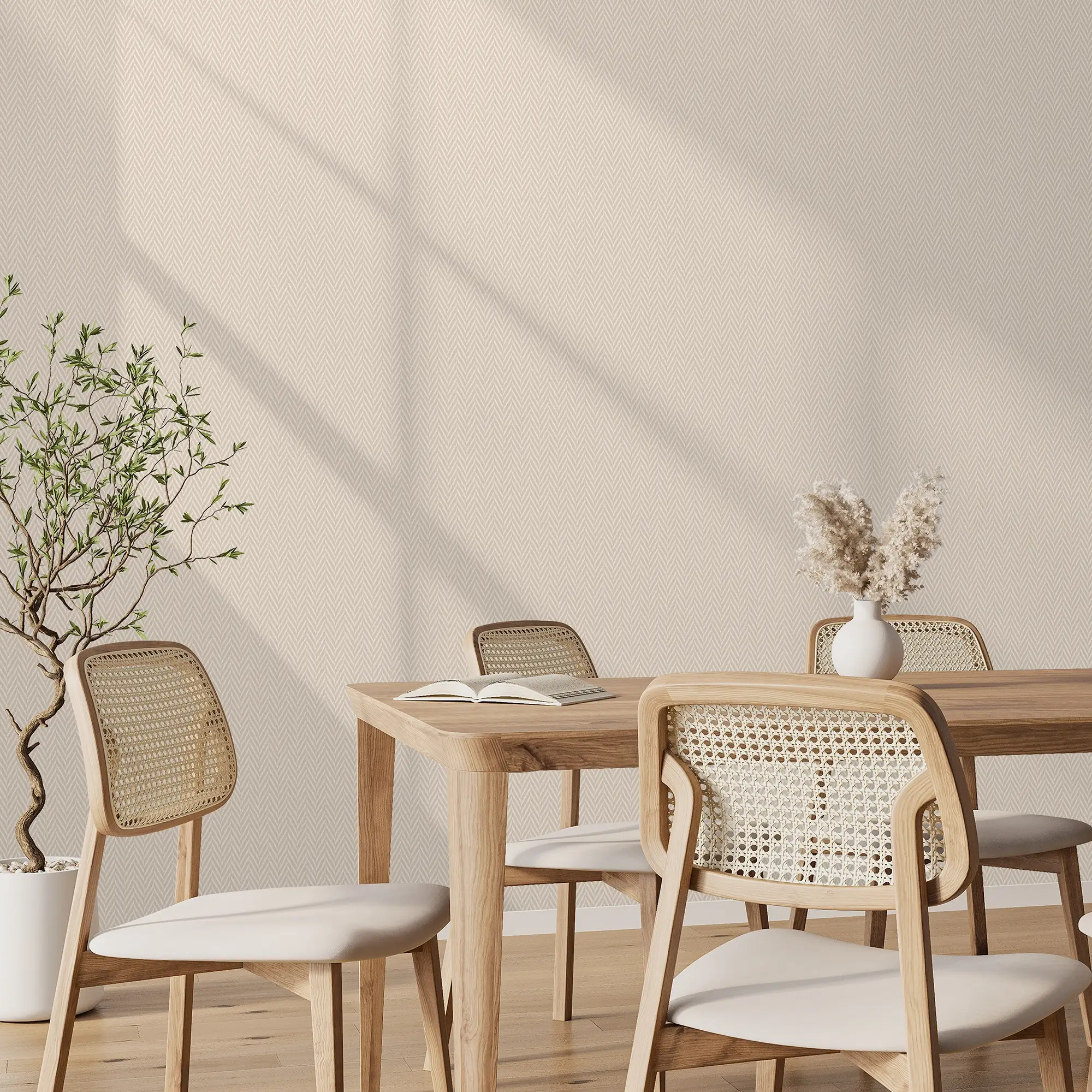 Herringbone Wallpaper in Natural - Image 3