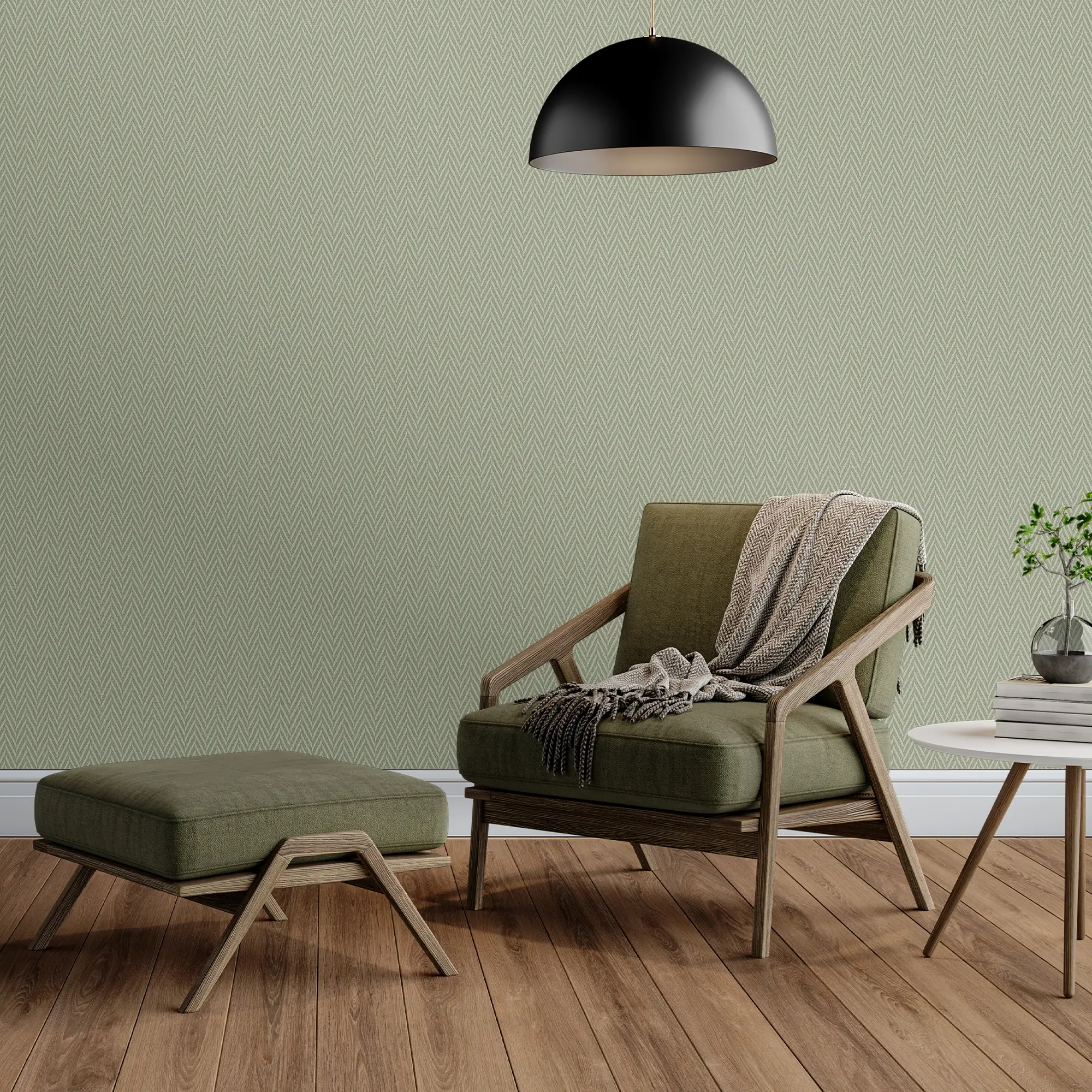 Herringbone Wallpaper in Sage - Image 3