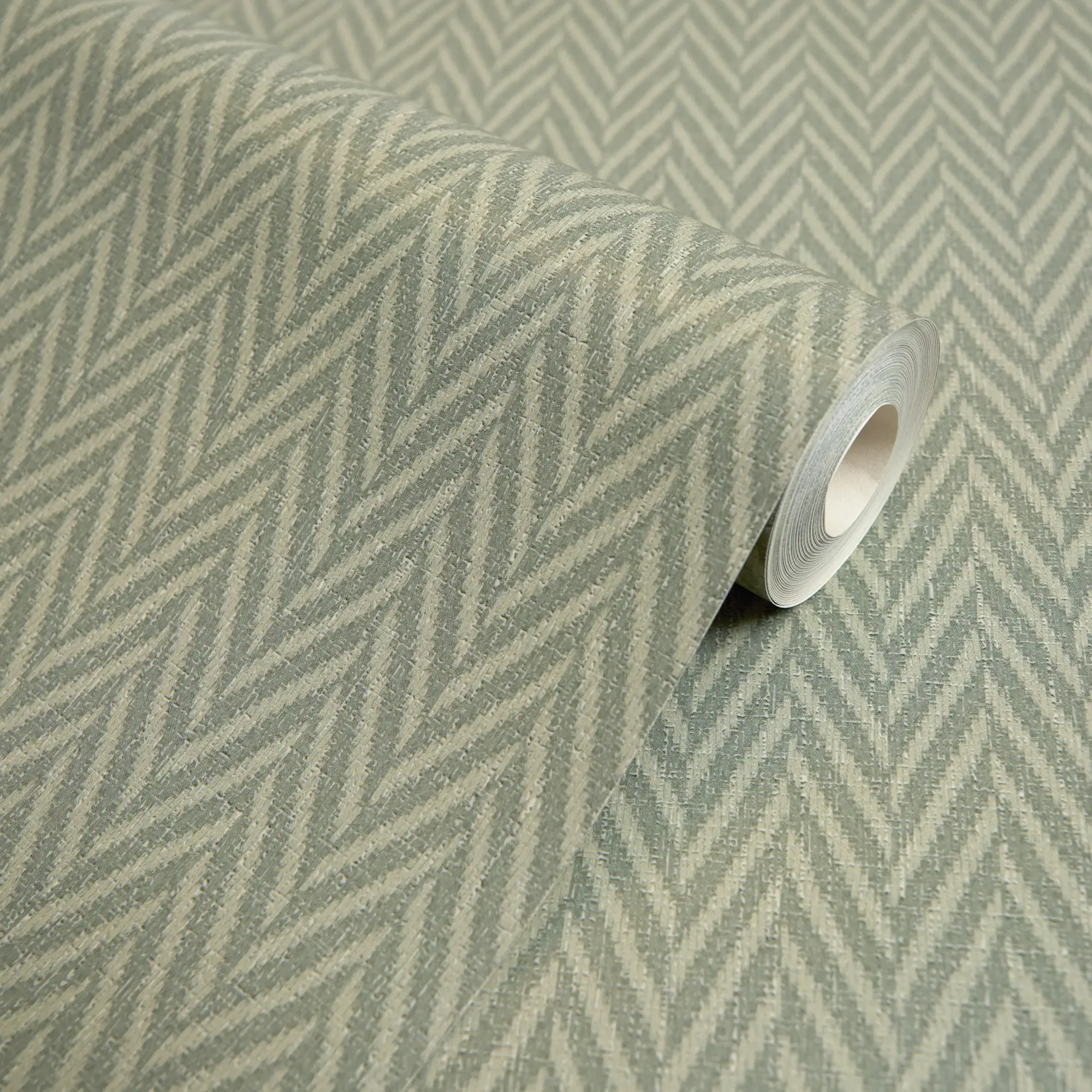 Herringbone Wallpaper in Sage - Image 4