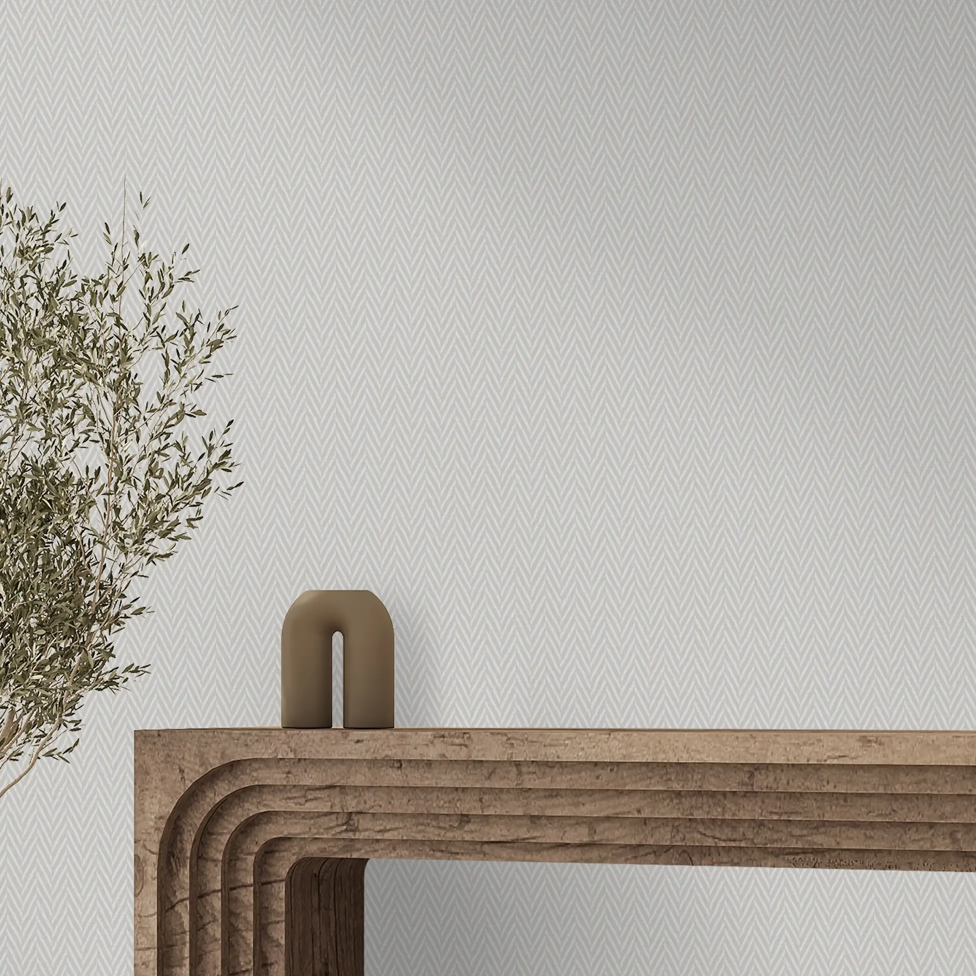 Herringbone Wallpaper in Soft Grey - Image 2