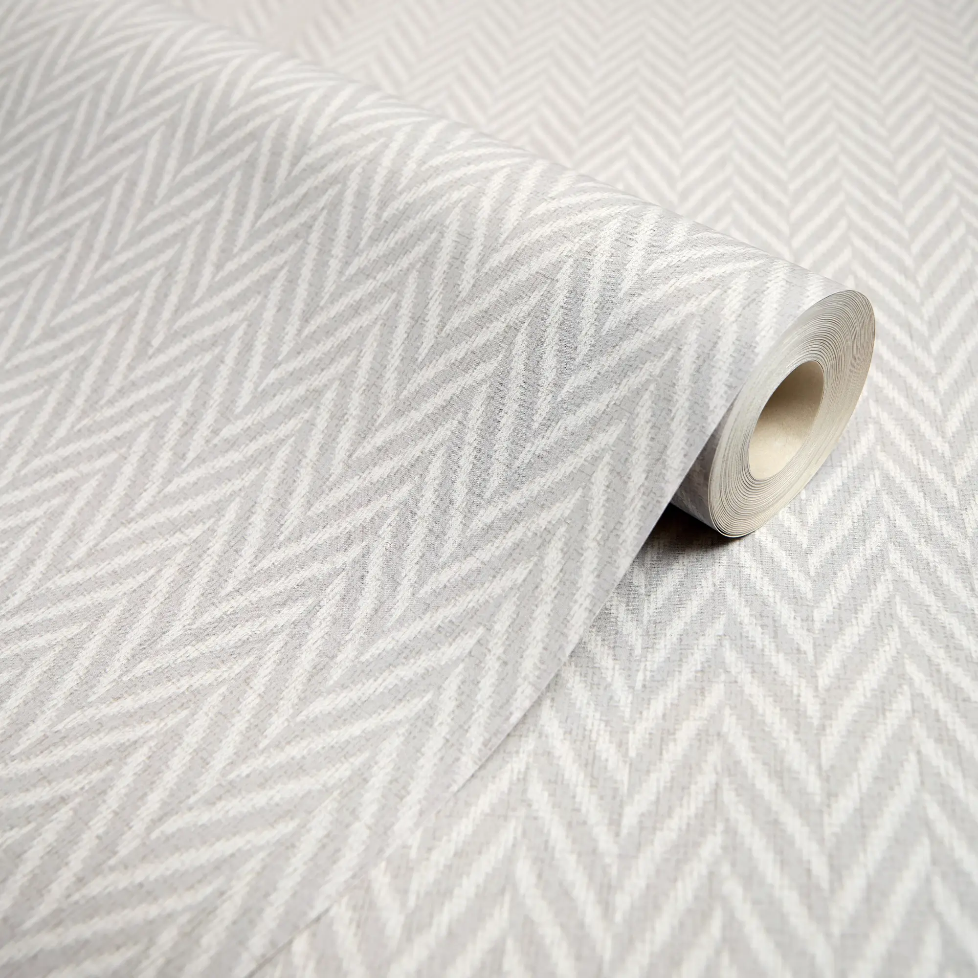 Herringbone Wallpaper in Soft Grey - Image 4
