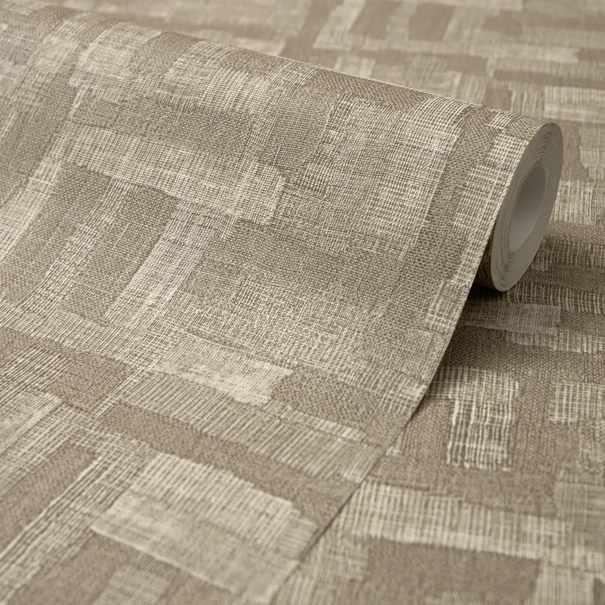 Hessian Weave Wallpaper in Fawn and Beige - Image 3