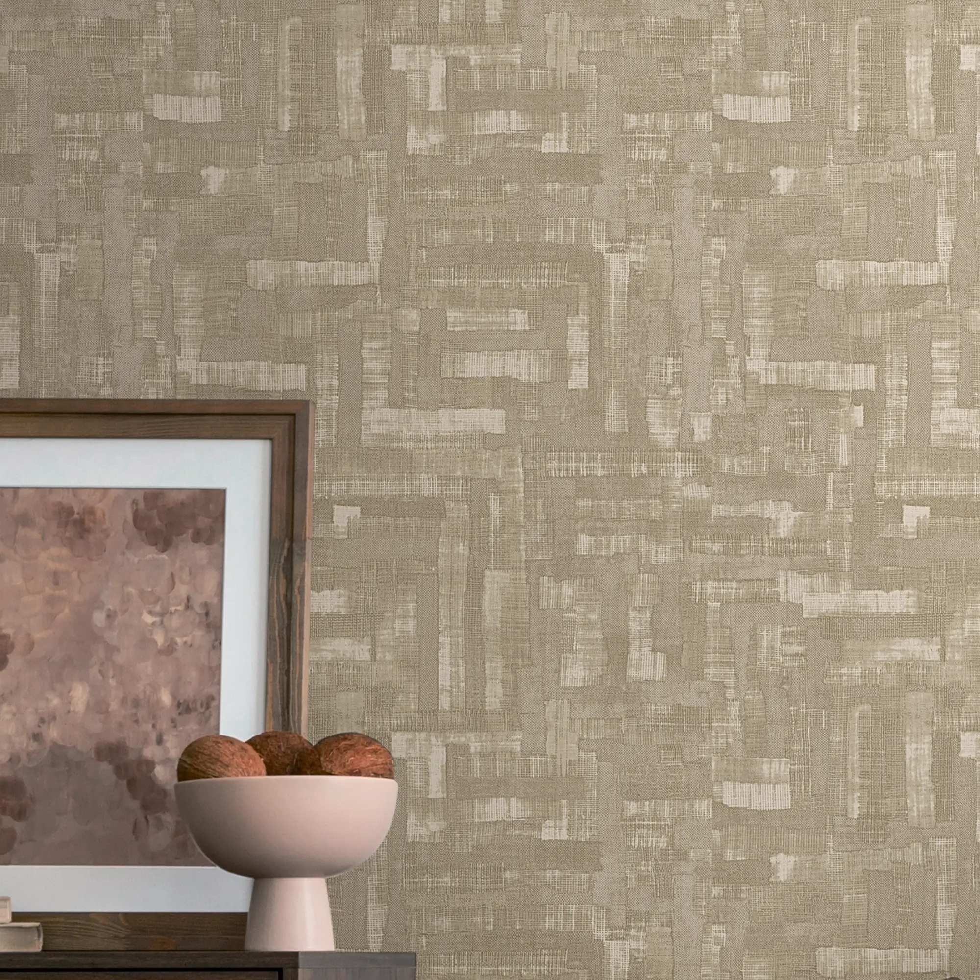 Hessian Weave Wallpaper in Fawn and Beige - Image 4