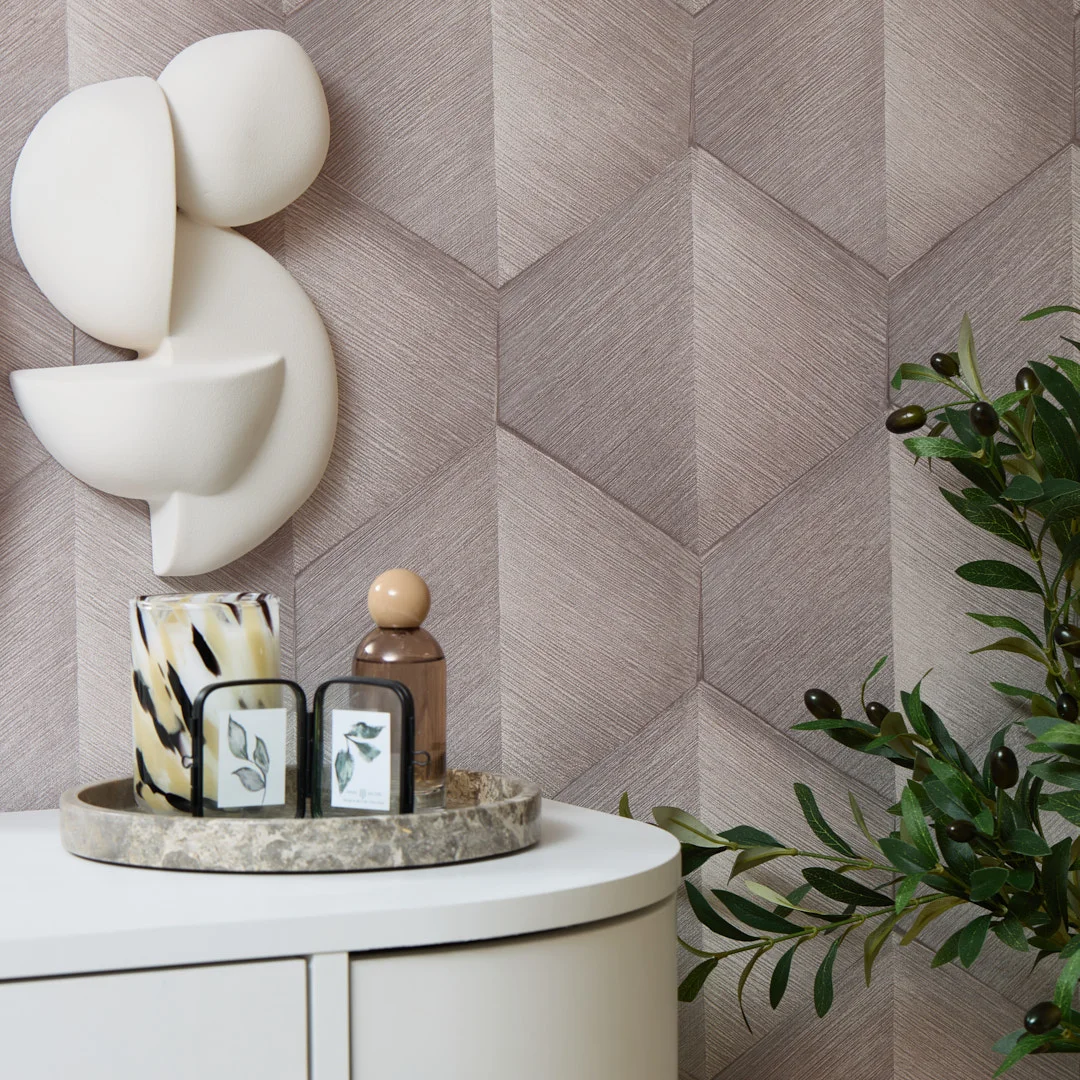 Hex Wallpaper in Warm Grey - Image 3