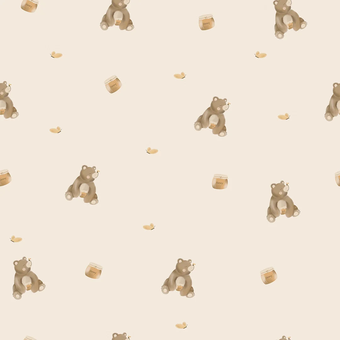 Honey Bear Wallpaper in Cream